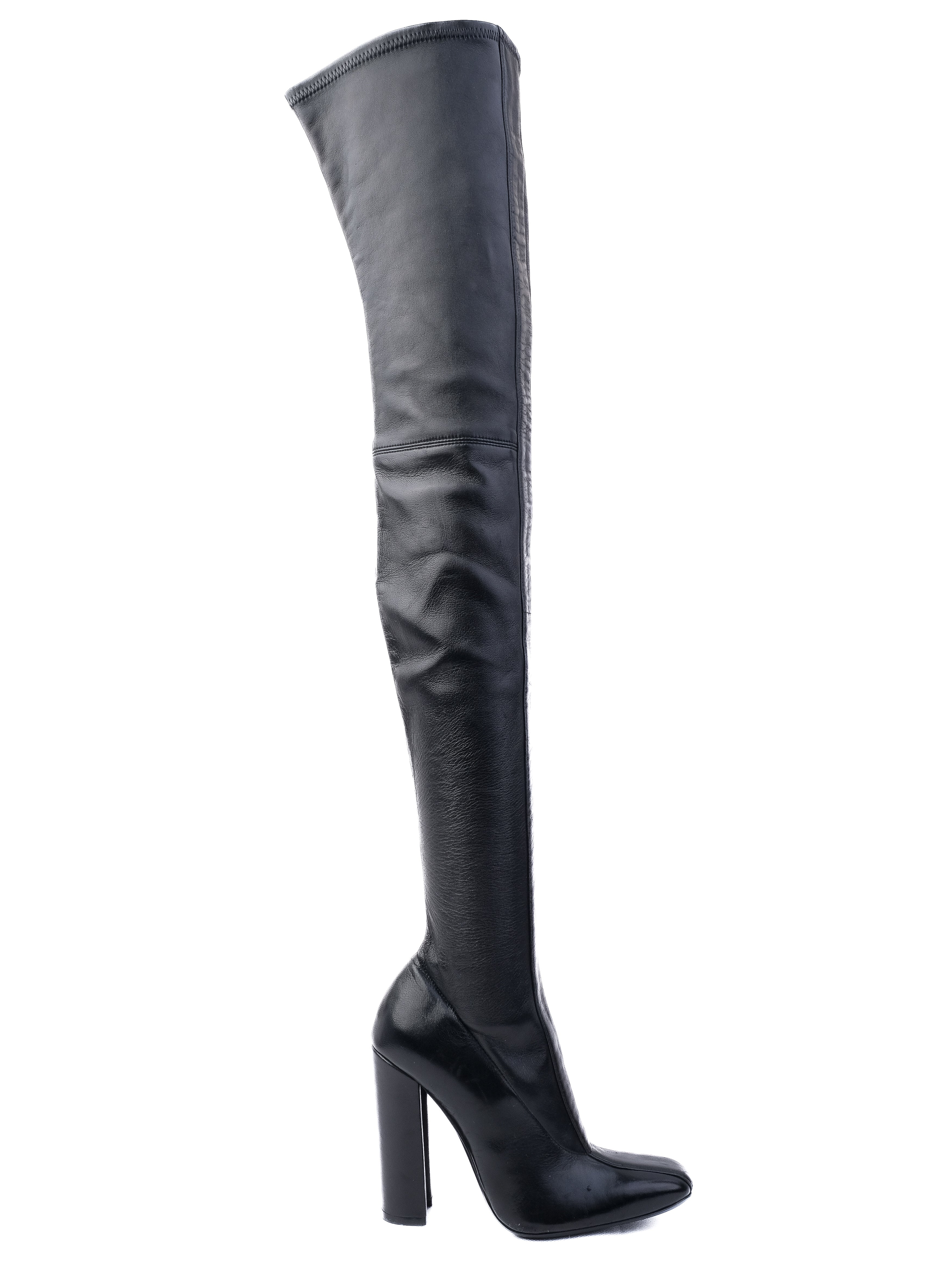 NEW Mila Schon Black Leather Over-the-Knee High-Heeled Boots Size 36