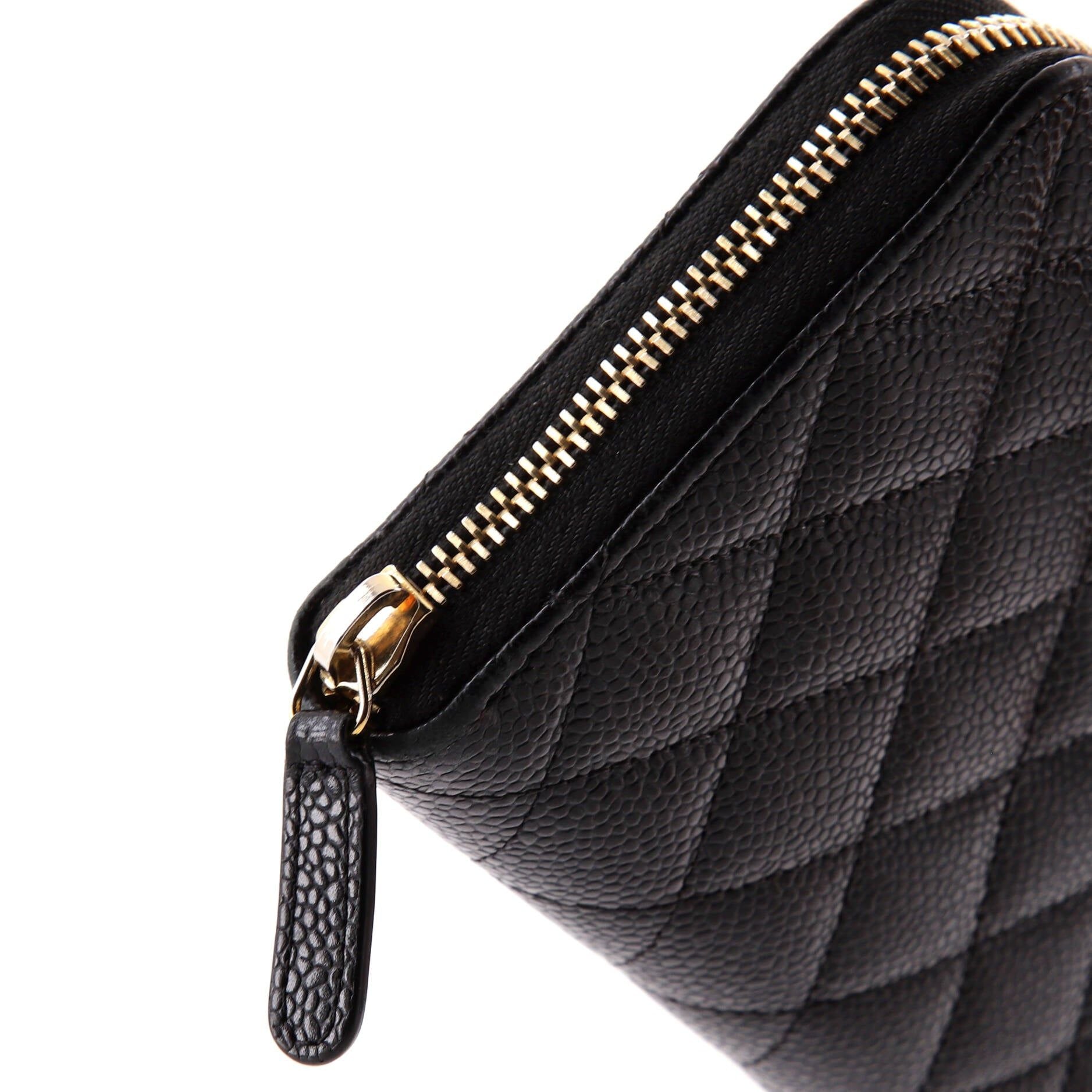Chanel Zip Around Wallet Quilted Caviar Long