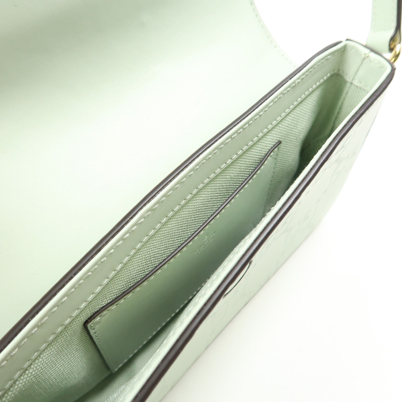 Gucci Leather Gg Pochette Gold Shoulder Bag Green Mint Leather 772794