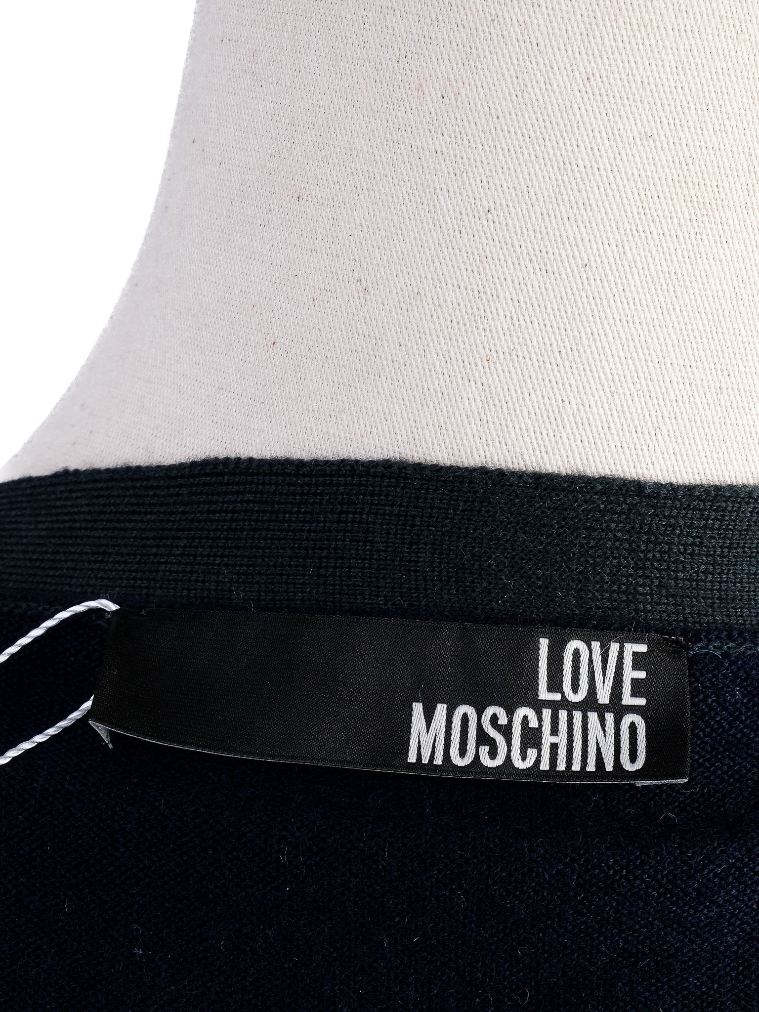 Excellent Love Moschino Navy Blue Wool Cardigan Size S