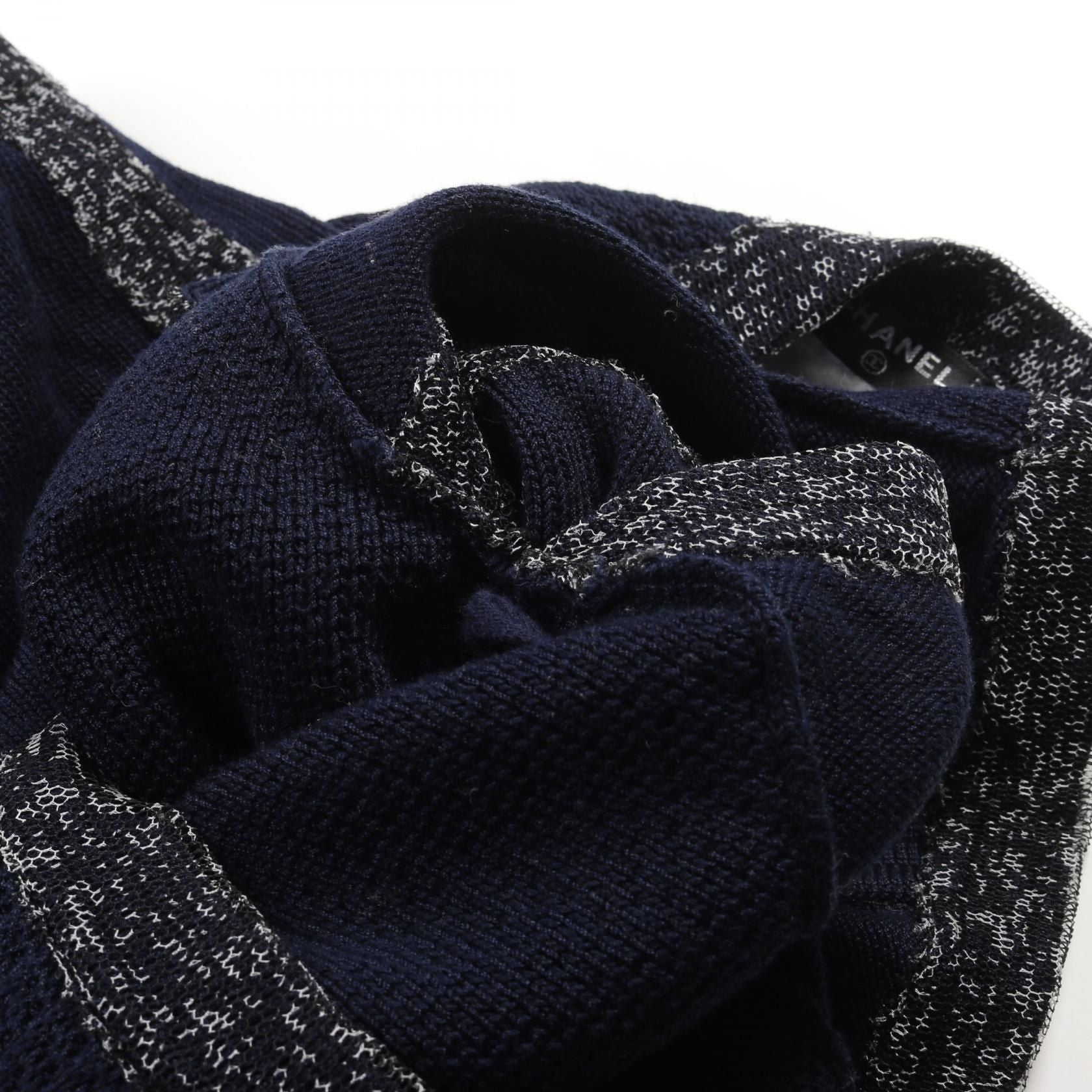 Chanel Navy Black White Coco Mark Dress Cotton P 43319