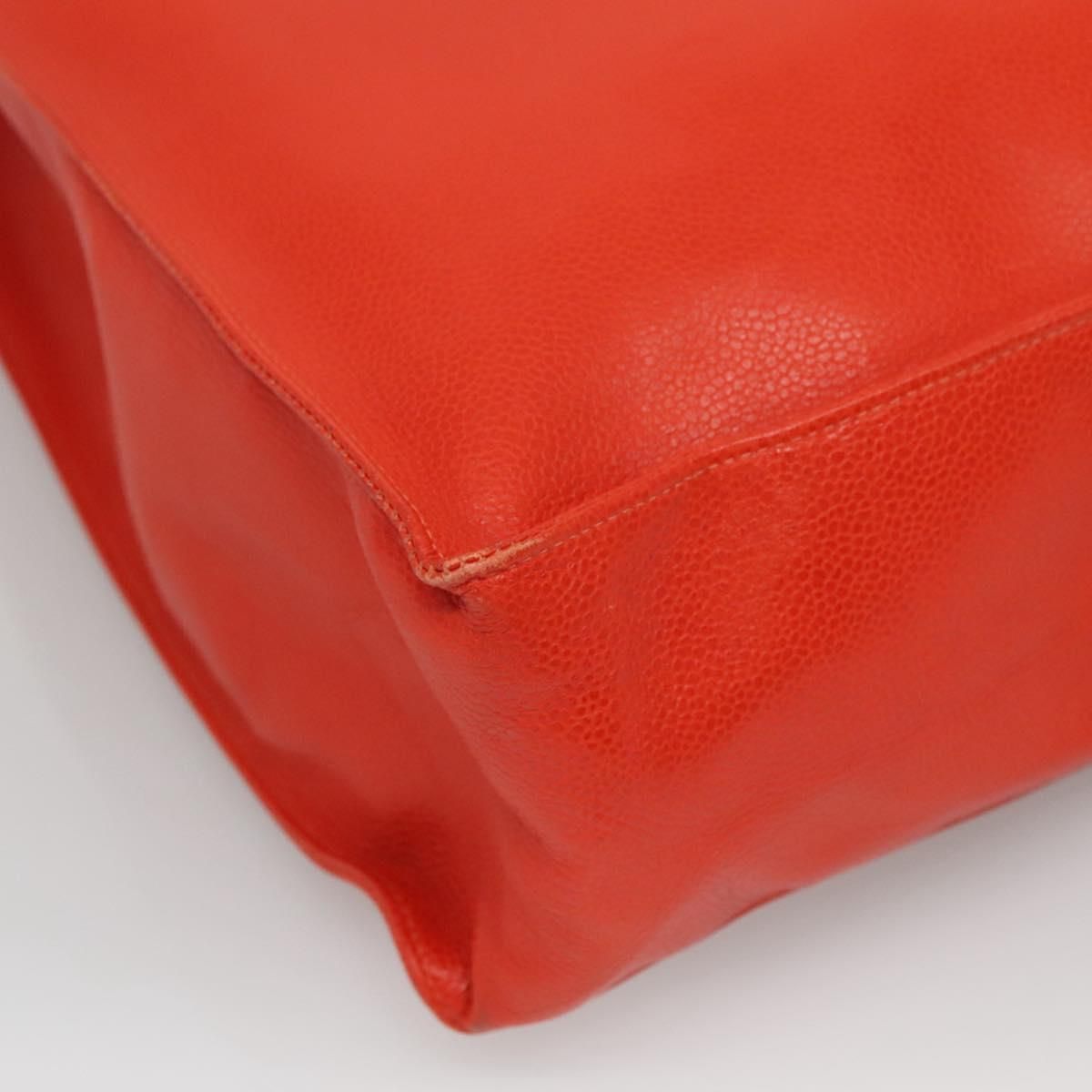 Chanel Caviar Orange Chain Tote