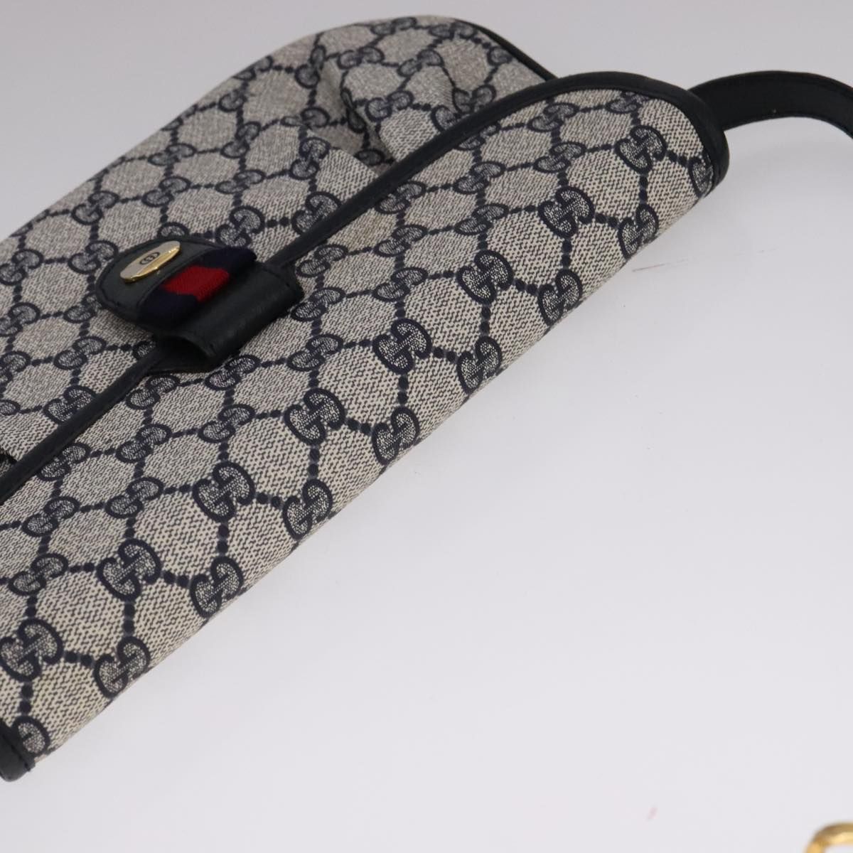 Gucci Gg Supreme Sherry Line Shoulder Bag Pvc Red Navy Auth