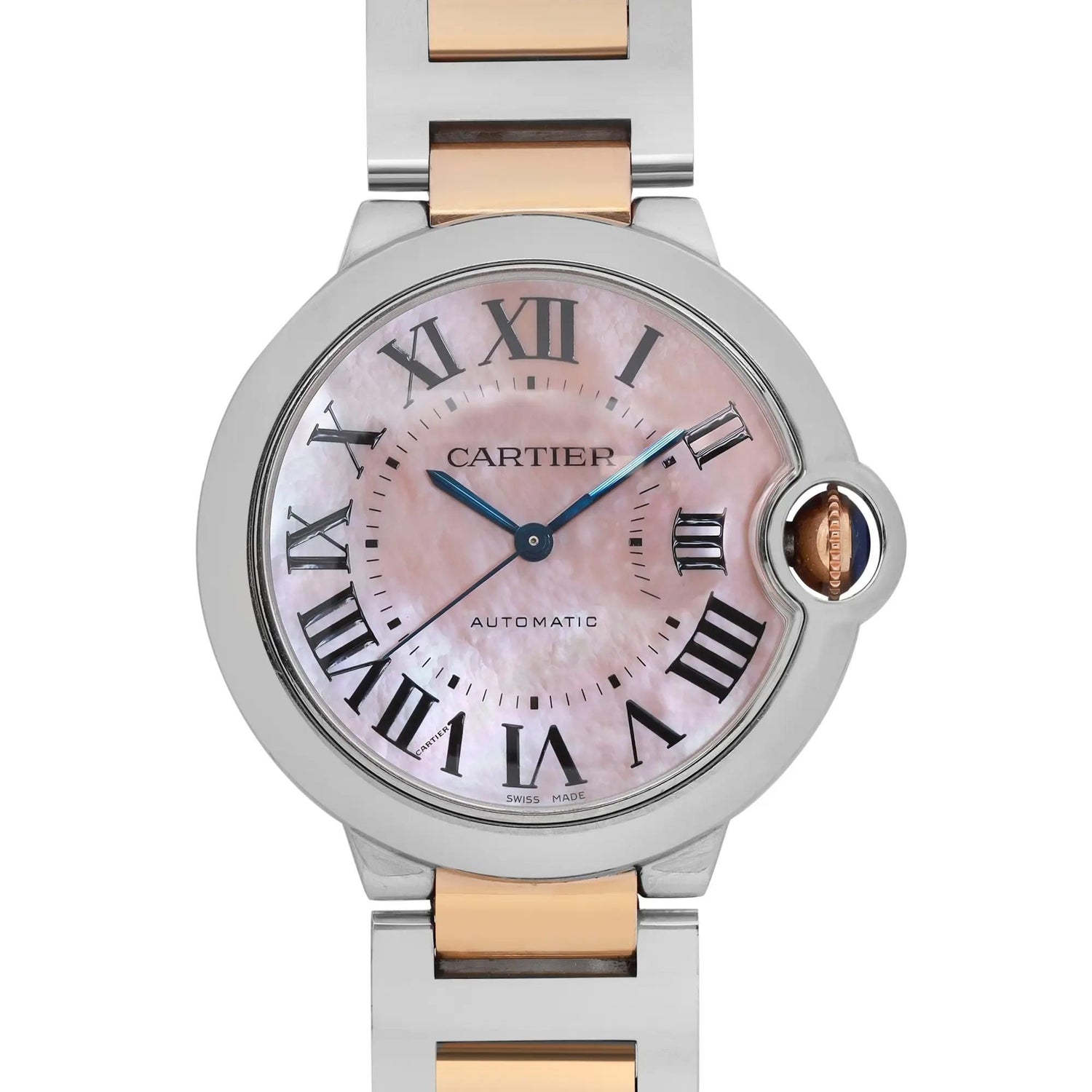 Cartier Ballon Bleu 36mm 18K Rose Gold Steel Pink MOP Dial Ladies Watch W6920033