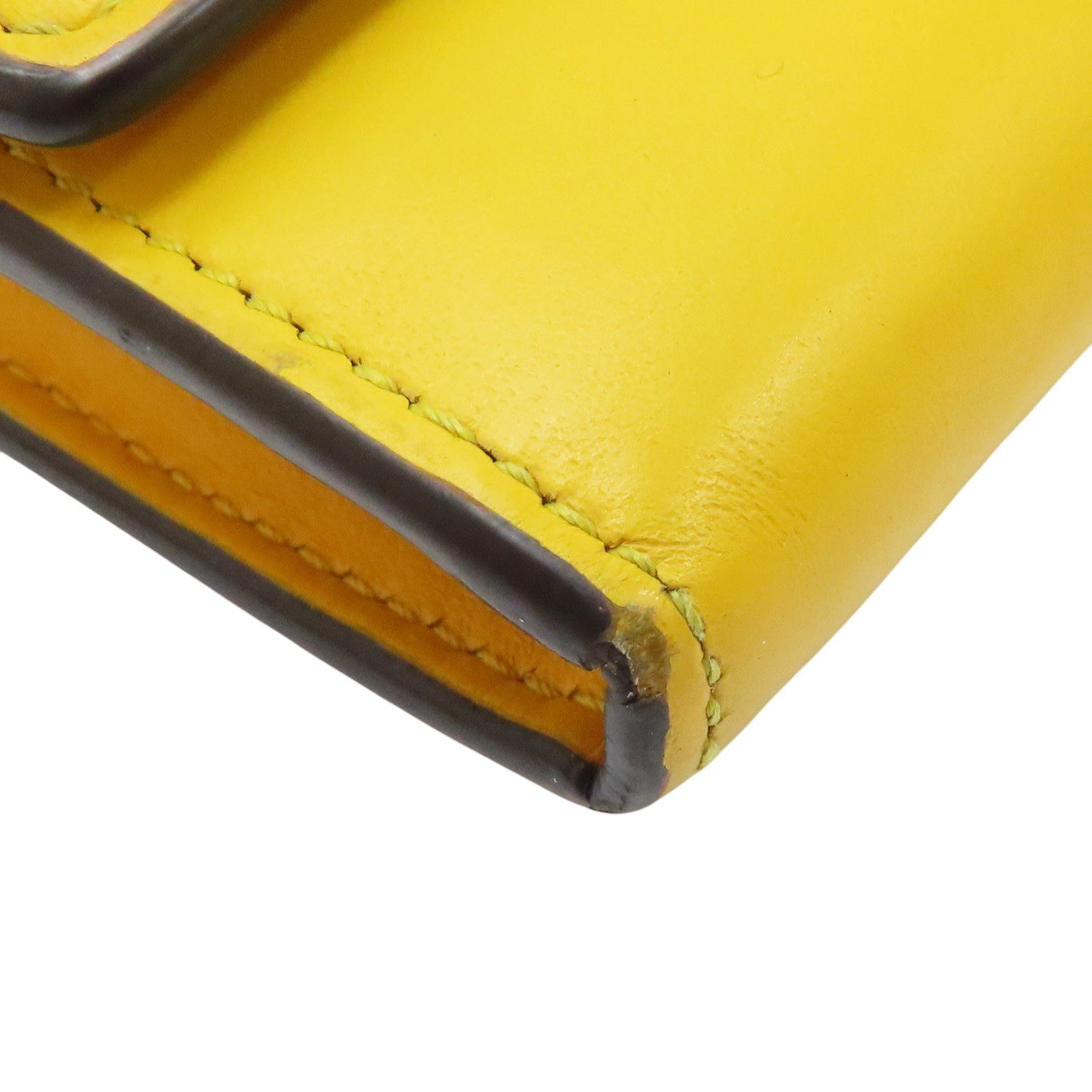 Fendi Logo Long Wallet Calfskin Yellow