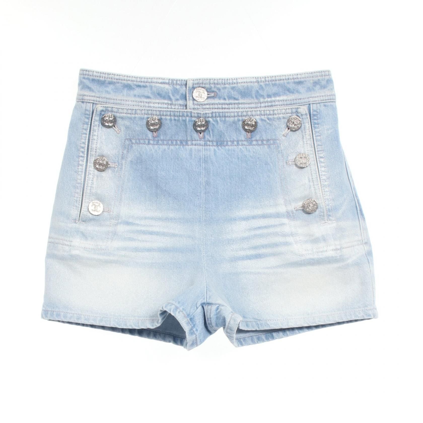 Chanel Blue Denim Pants Cotton P 76229v 68736