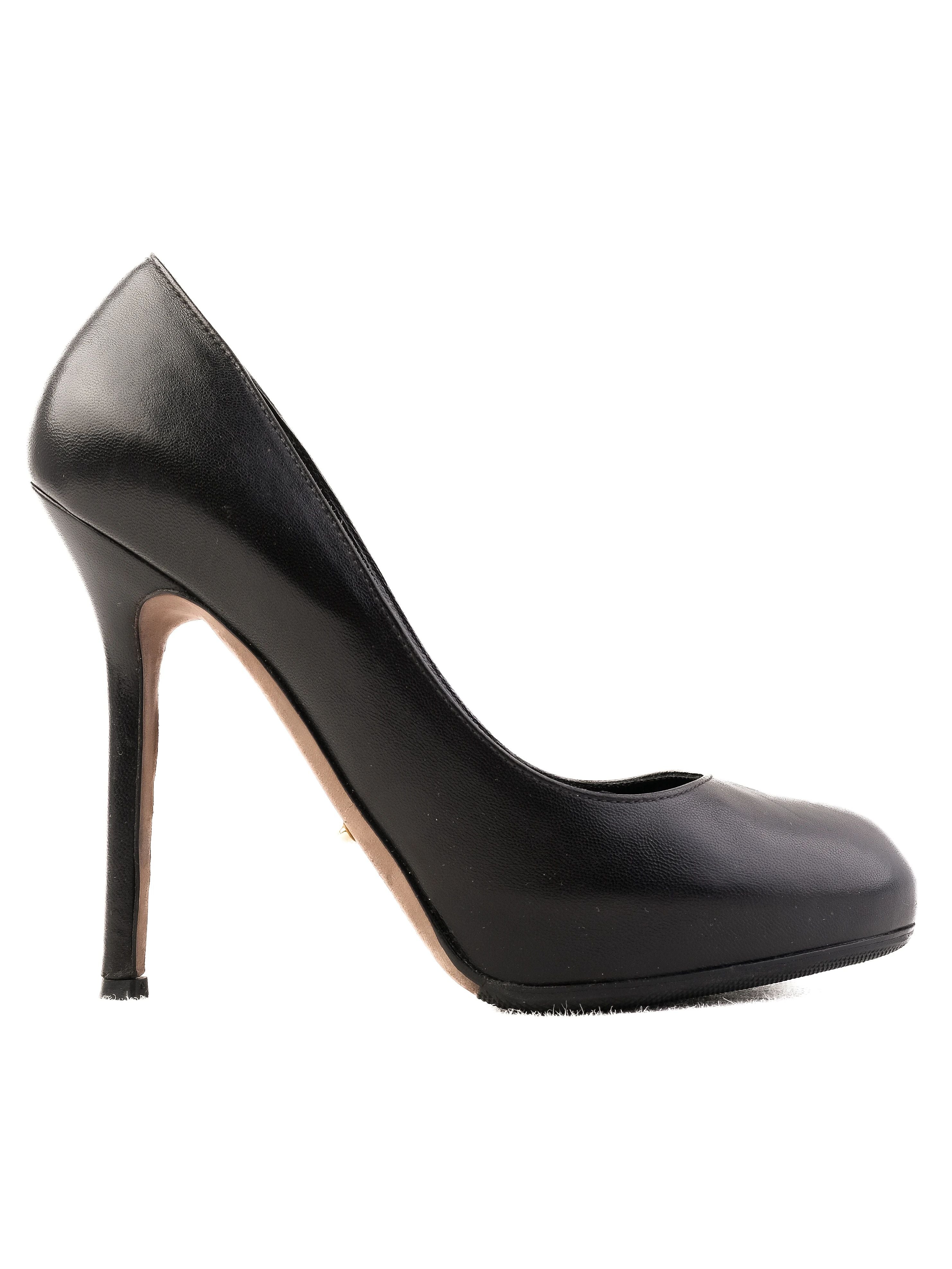 Excellent Sergio Rossi Black Leather High-Heeled Pumps Size 35.5