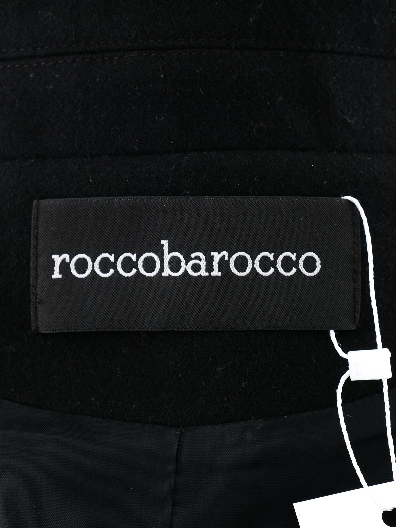 Excellent Roccobarocco Black Wool Double-Breasted Coat Size XL
