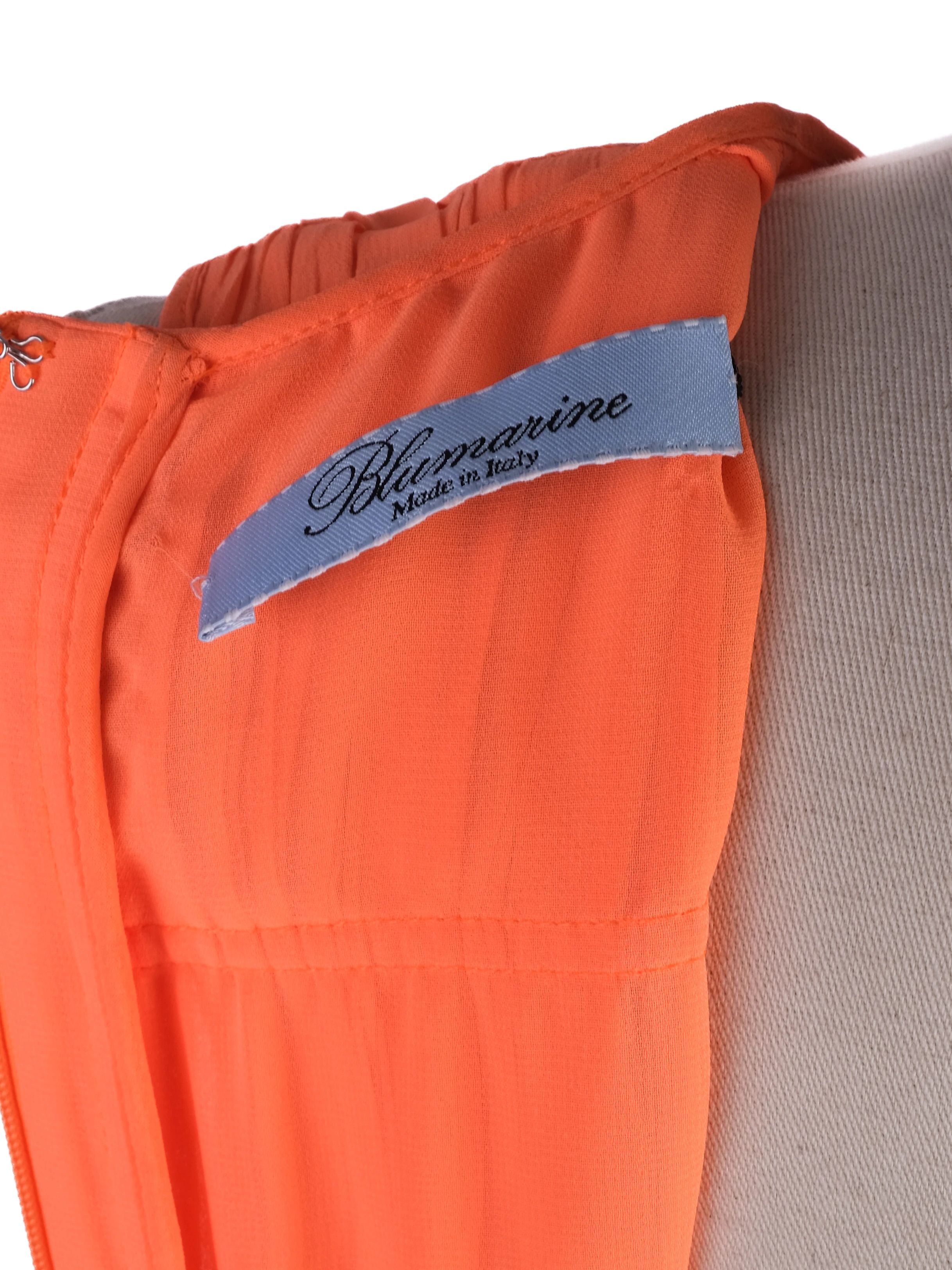 Excellent Blumarine Orange Sleeveless Pleated Dress Size M