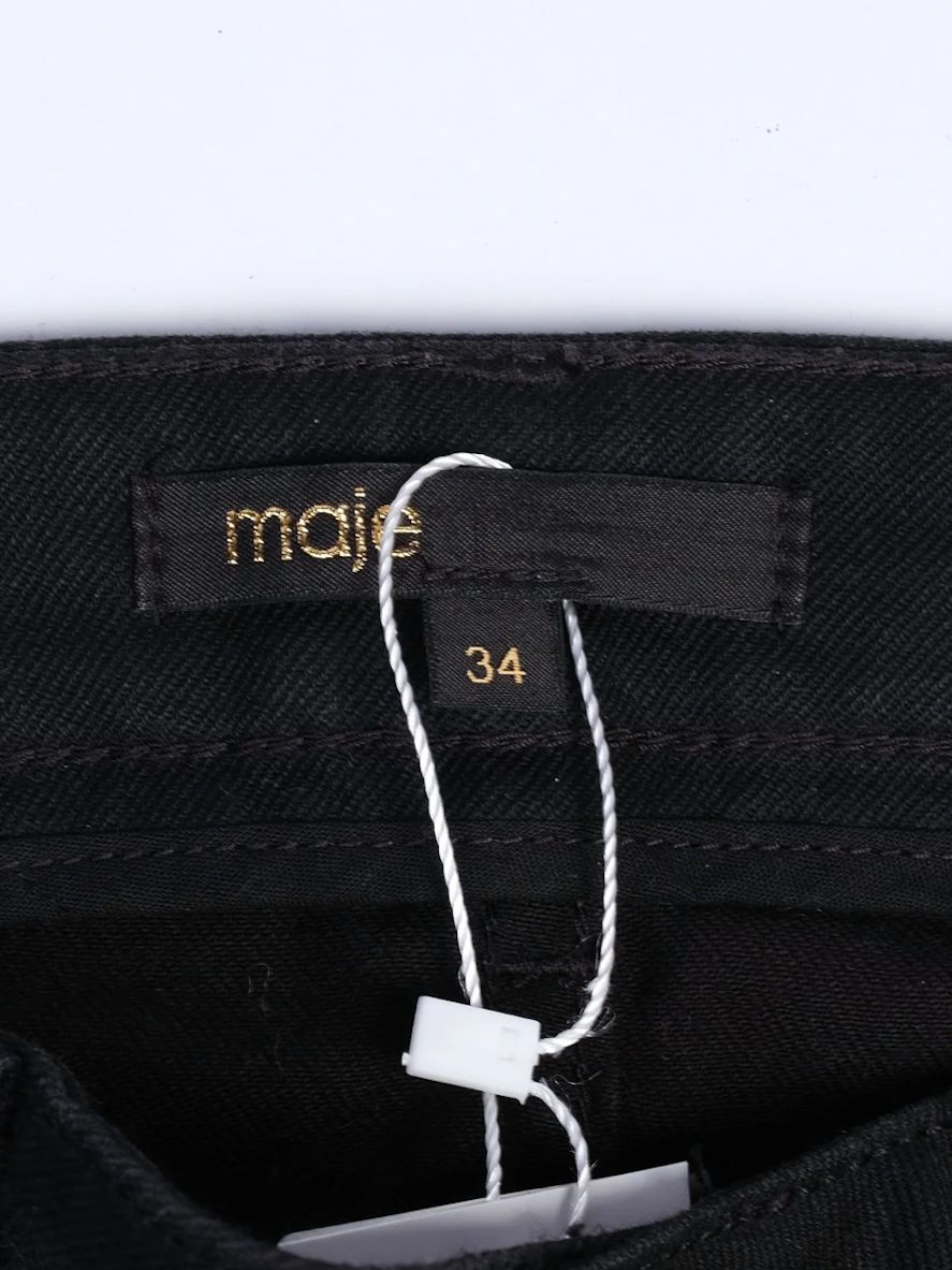 Excellent Maje Black Cotton Patchwork Slim Fit Jeans Size XS