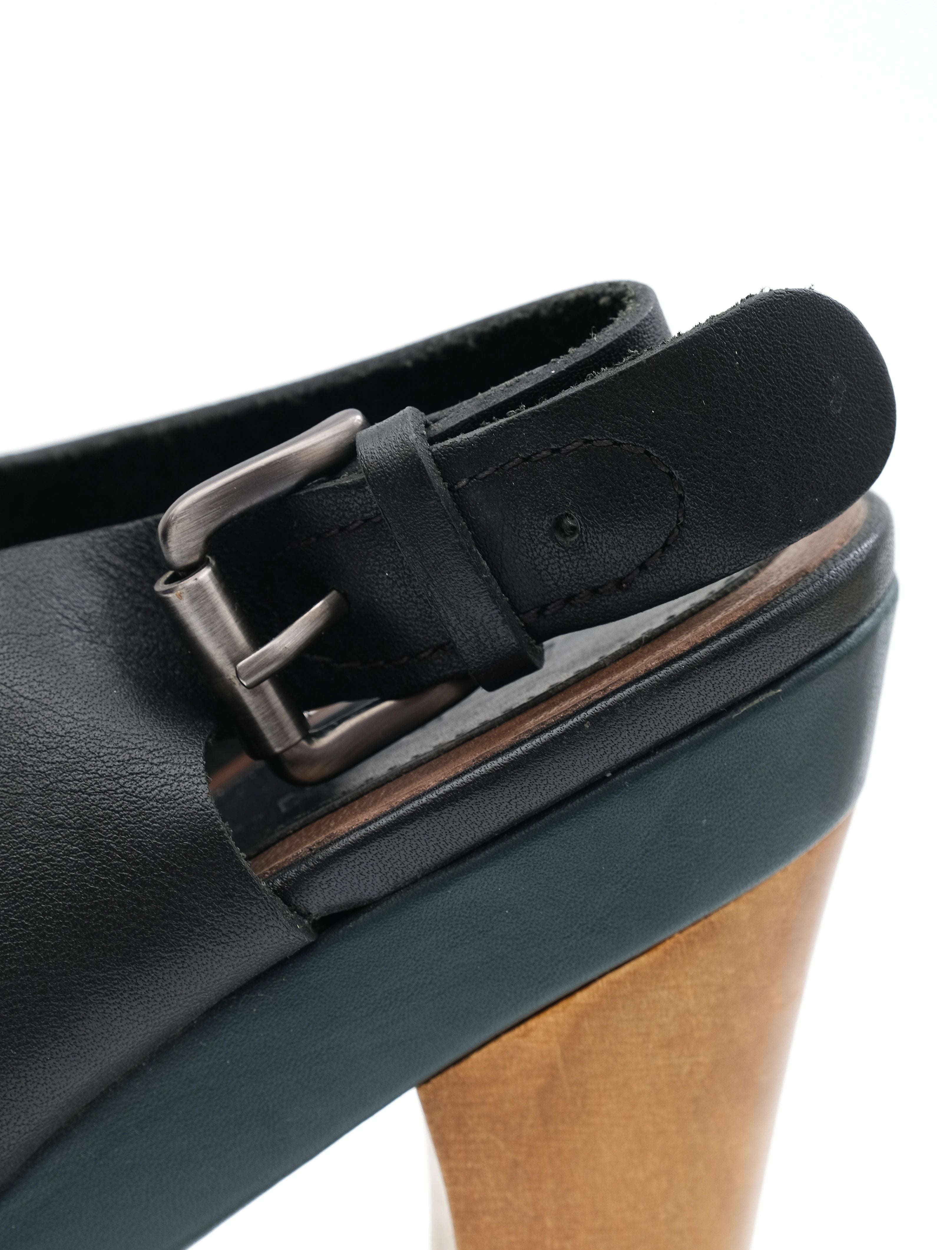 Excellent Marni High-Heeled Black Leather Sandals Size 37