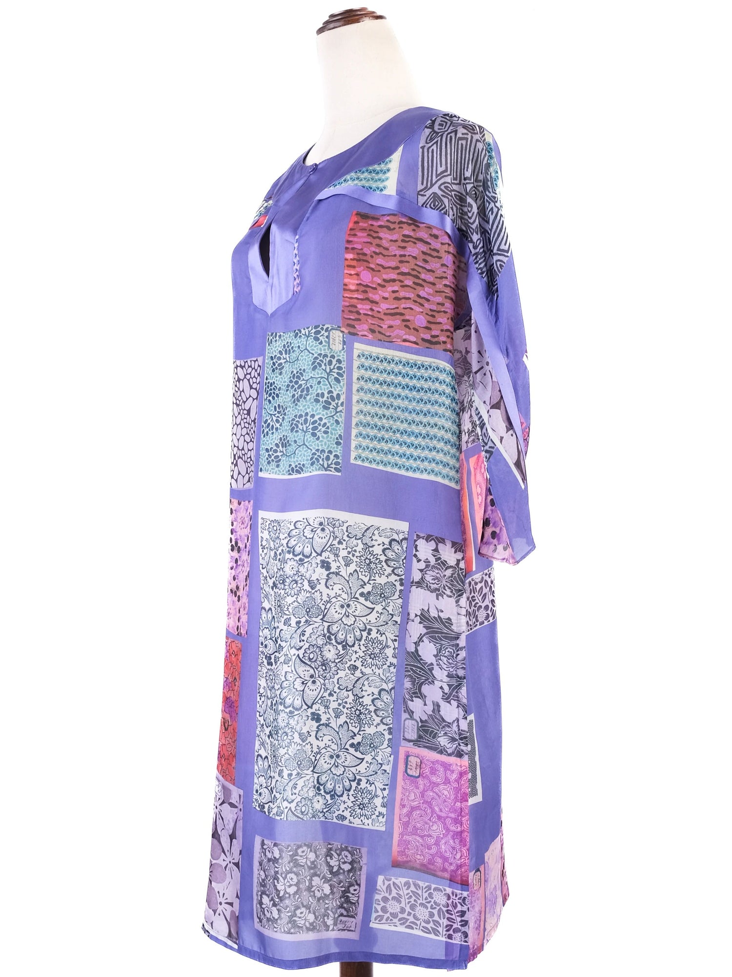 Excellent Etro Silk Purple Dress Patchwork Design Size N/A