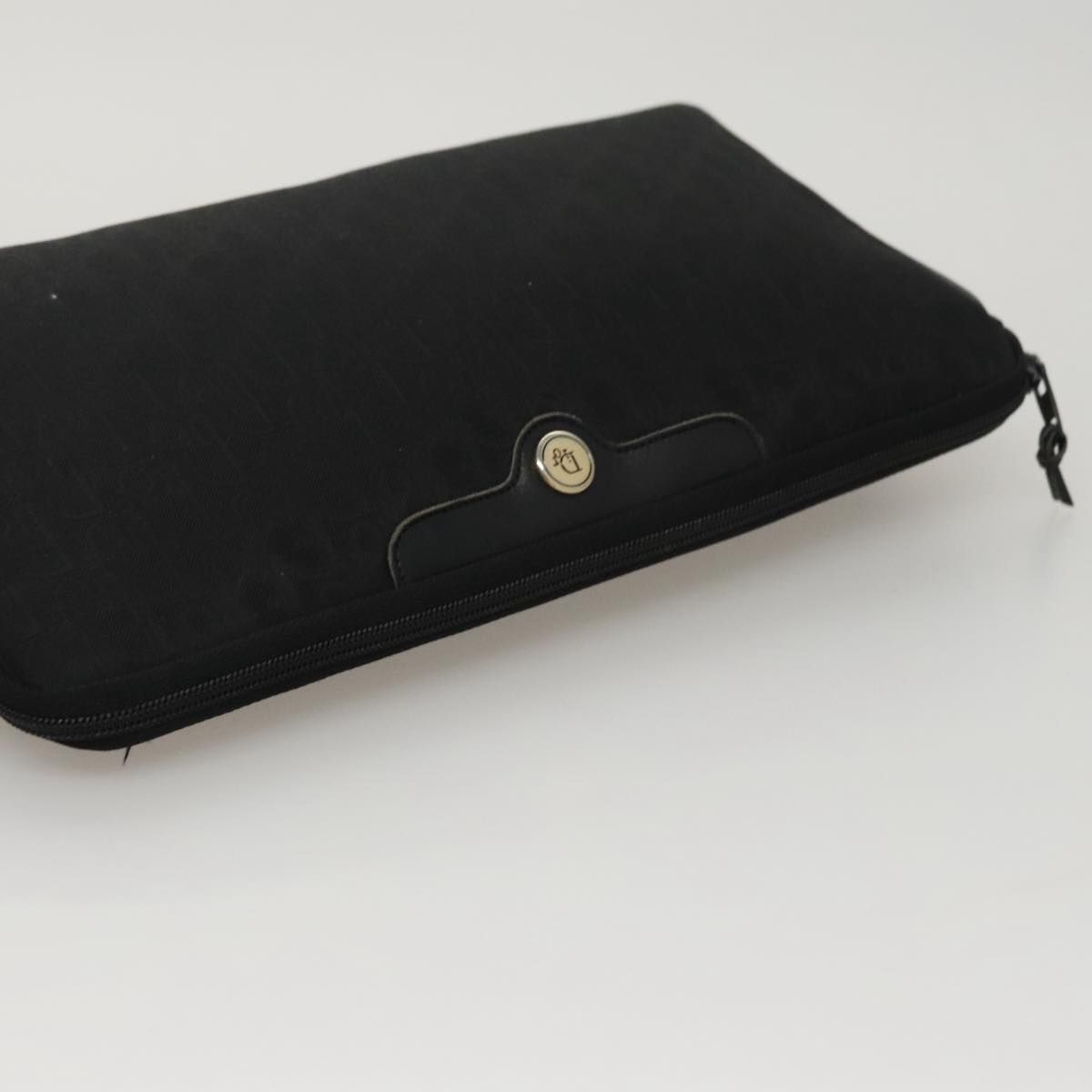 Christian Dior Trotter Canvas Clutch Bag Black Auth
