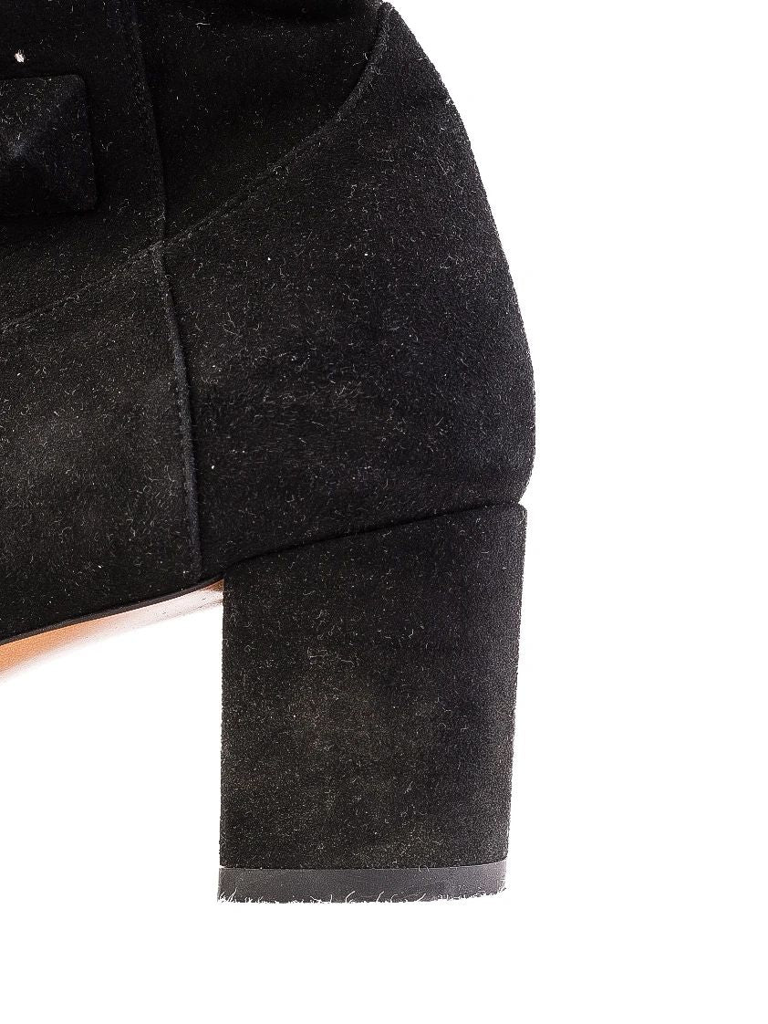 Valentino Black Leather Over-the-Knee Boots Size 37.5 Excellent Condition