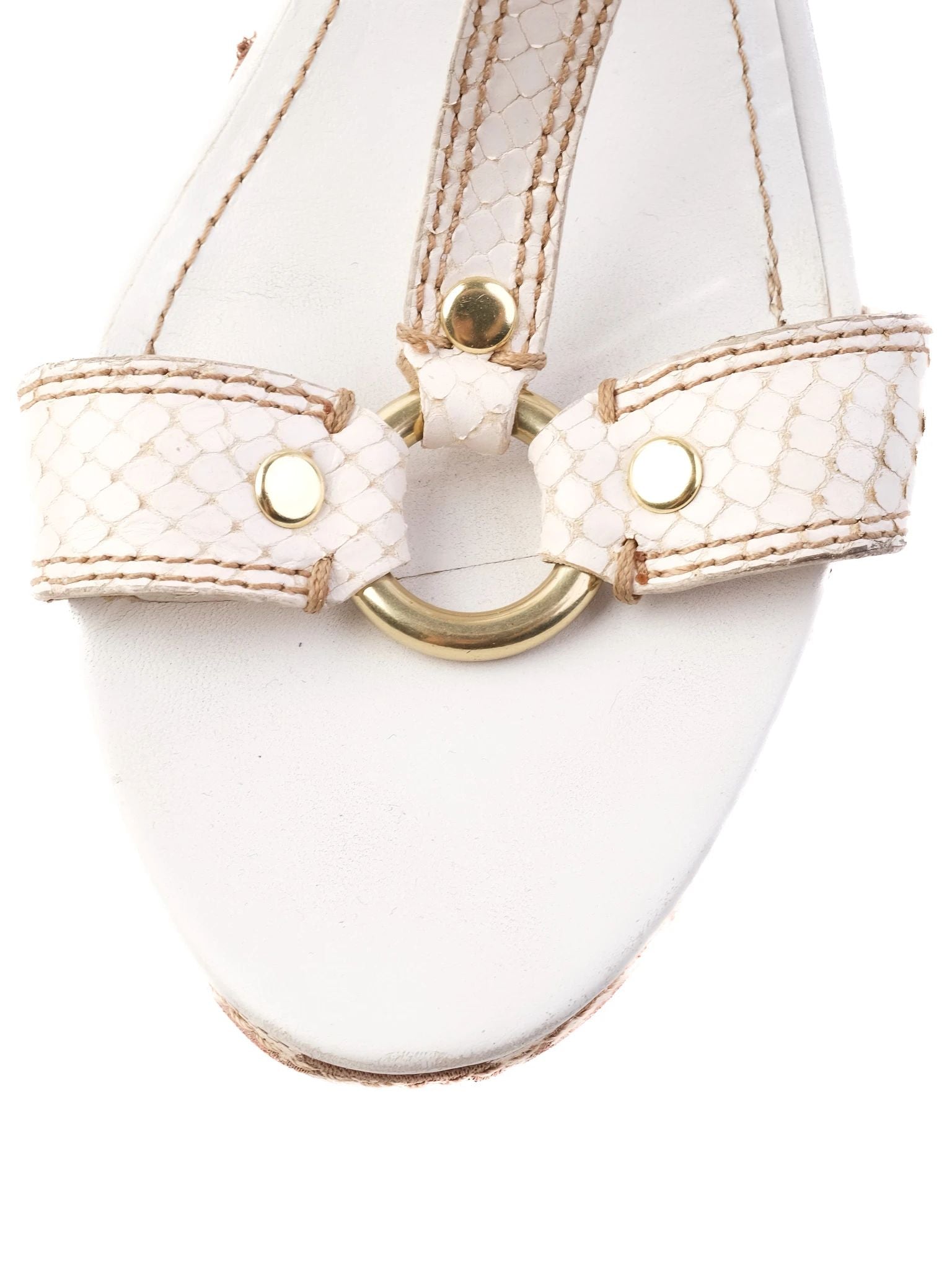 Excellent Coach Wedge Sandals Combined Color Leather Women