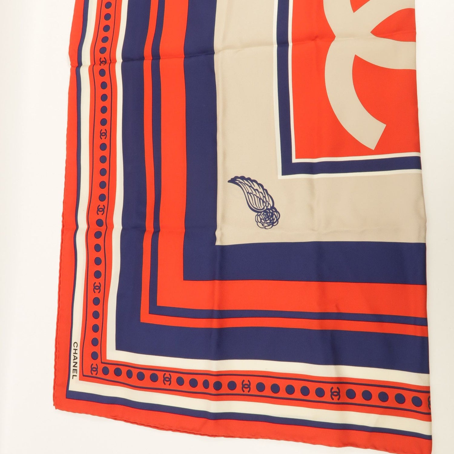 Chanel Red Navy Red/blue _ Quality _ Width Scarf Silk