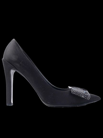 Good Louis Vuitton Black Leather High Heels with Decorative Bow Size 38.5