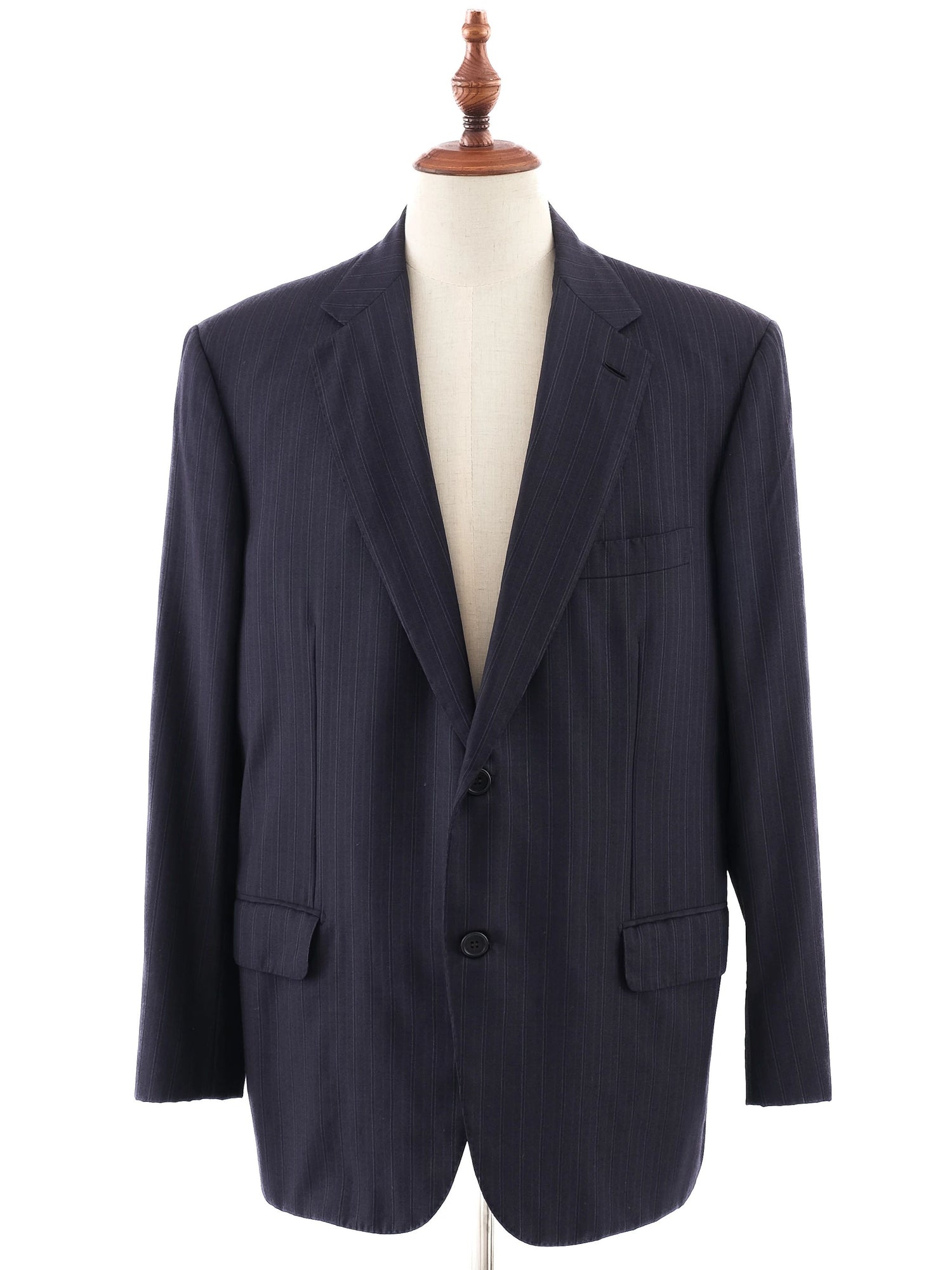 BRIONI Excellent Blue Cupro Suit Jacket Size XL Dark Pinstripe