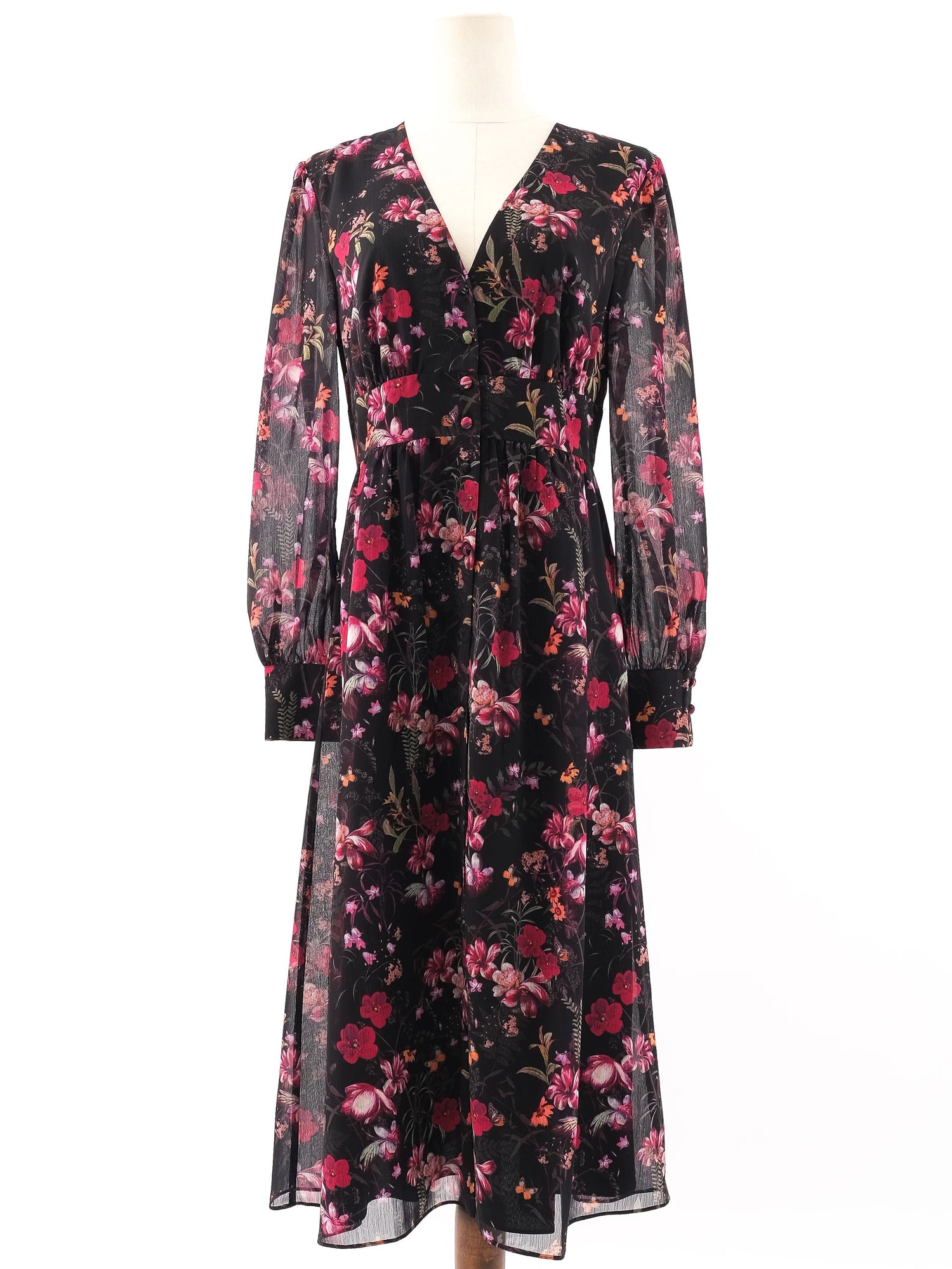 Excellent Ted Baker Floral Long-Sleeved Dress Size M