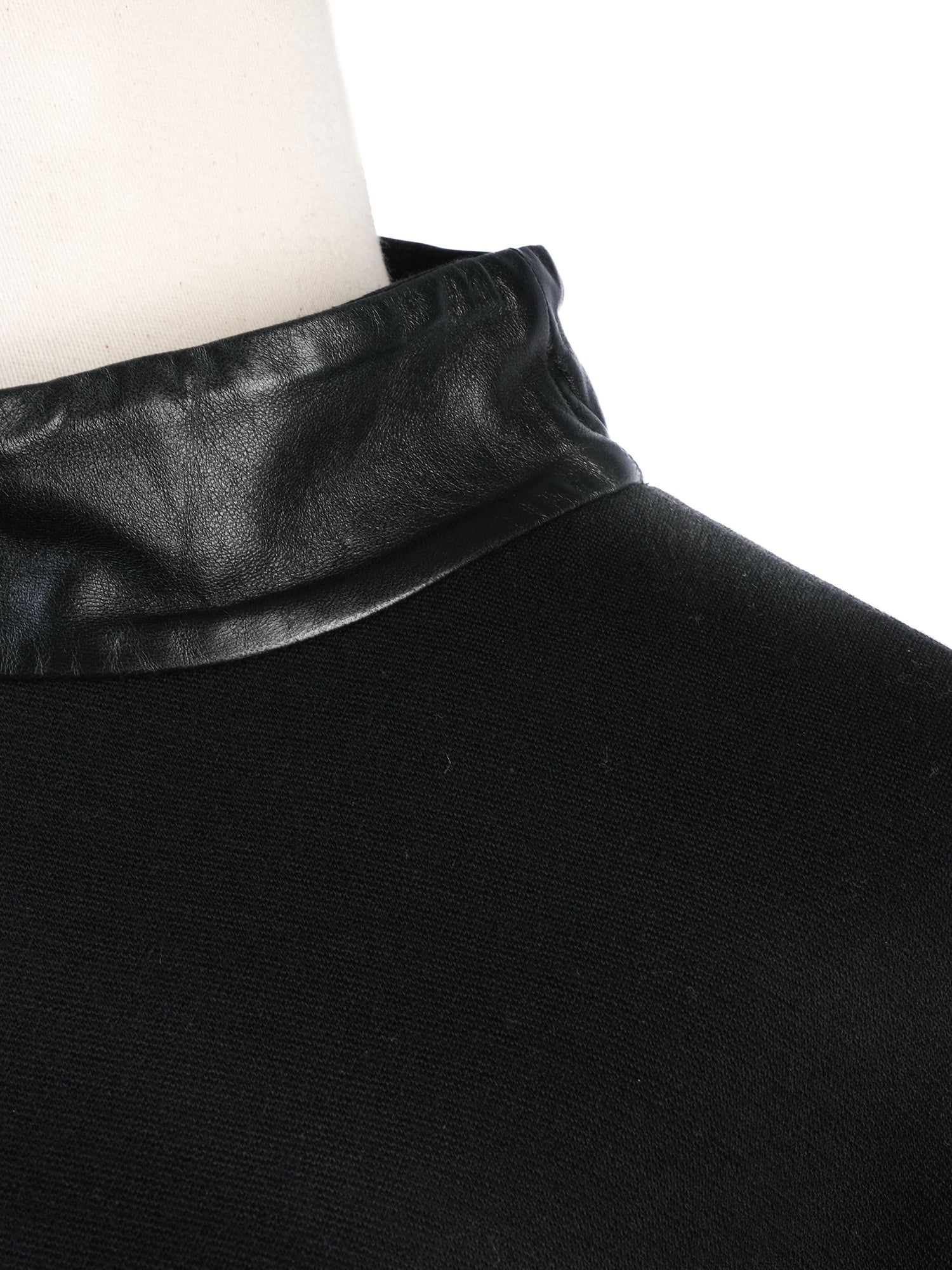 Excellent Ralph Lauren Black Wool Shirt with Faux Leather Collar Size M