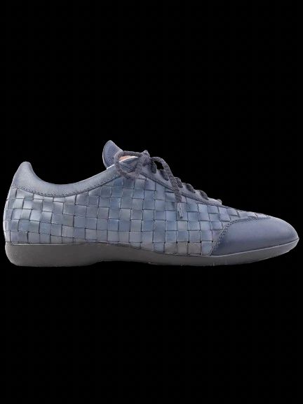 Excellent Santoni Woven Leather Sneakers Blue Size 40 Men