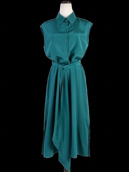 Excellent Diane von Furstenberg Green Silk Midi Dress Size S