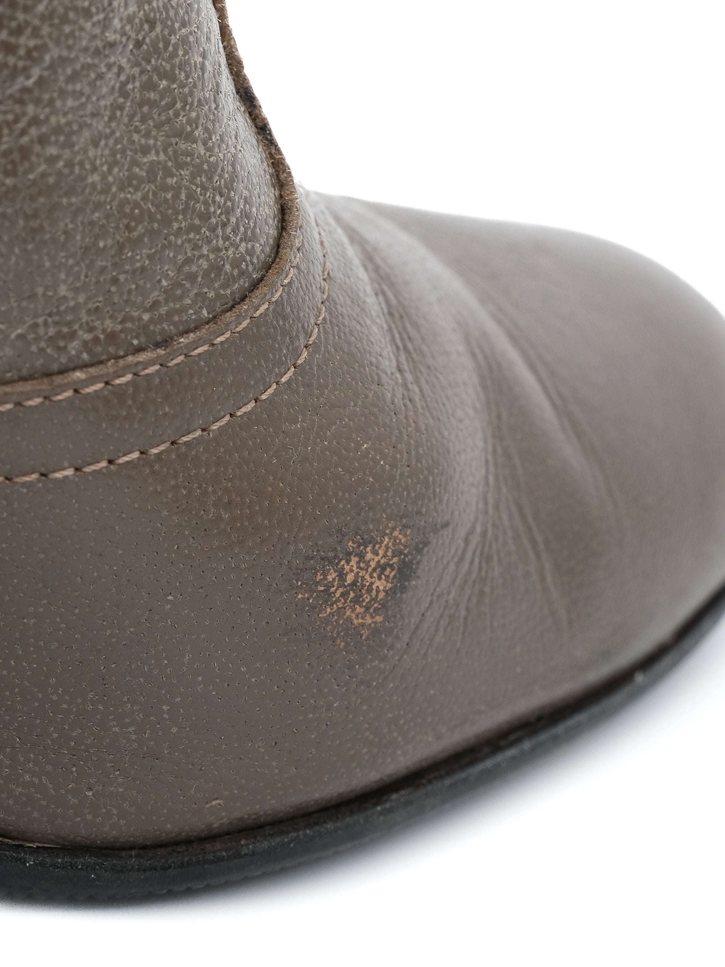 Excellent Giorgio Armani Gray Leather Knee-High Stiletto Boots Size 38.5