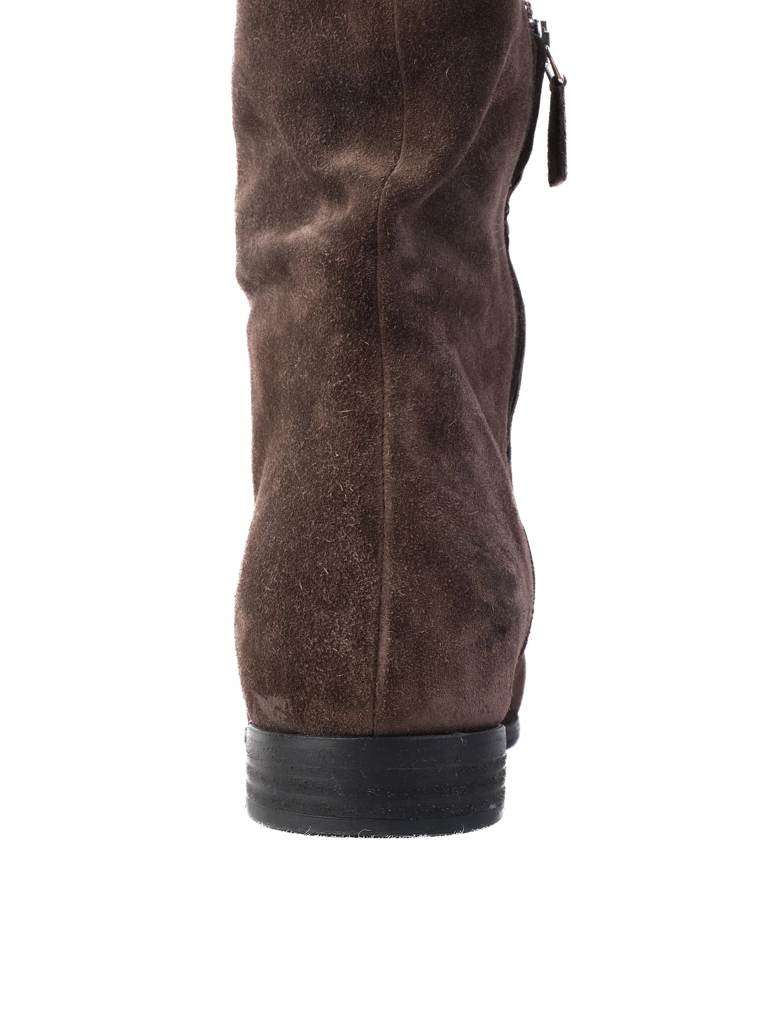 Excellent Prada Gray Leather Knee-High Boots Size 36