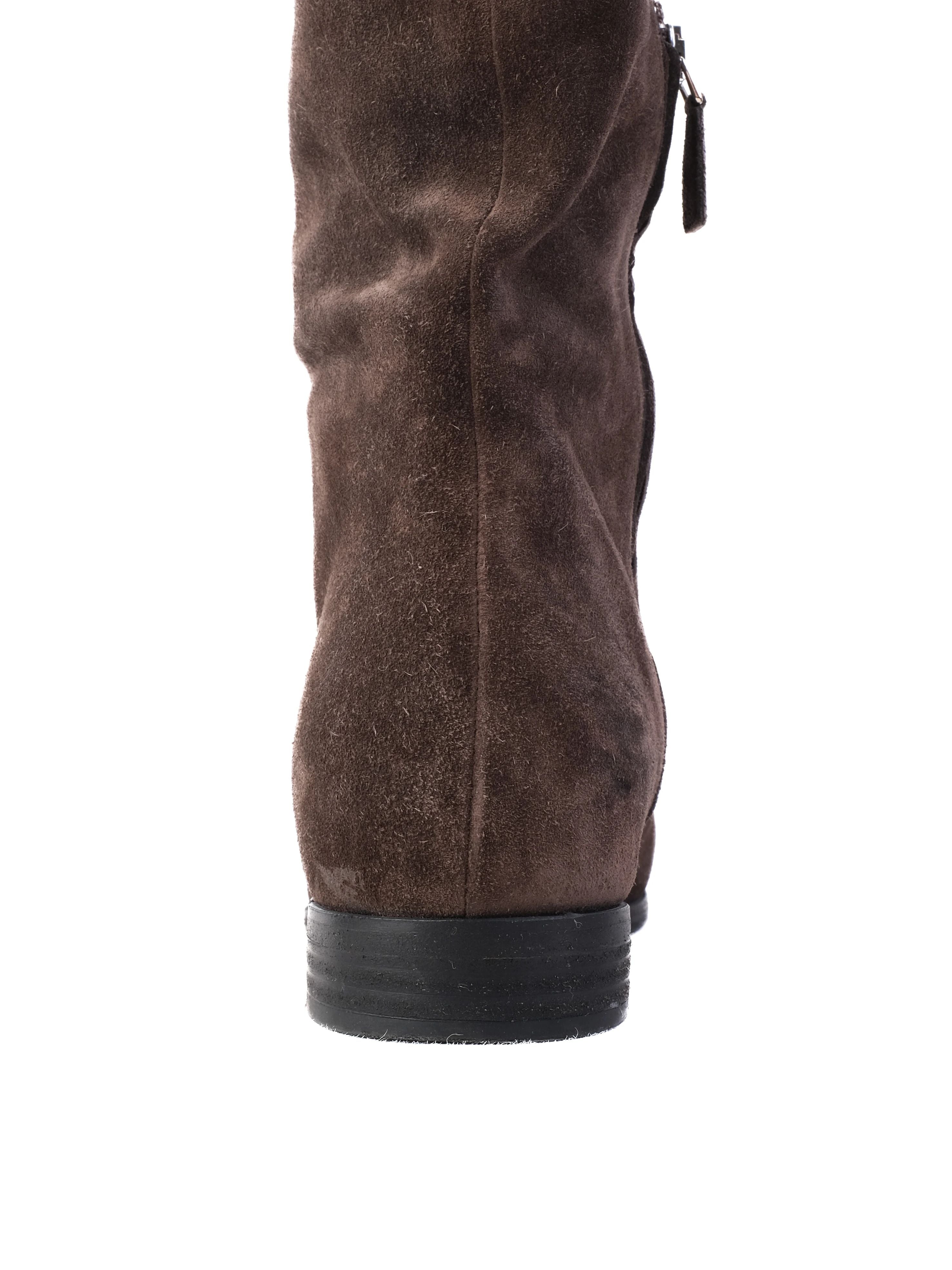 Excellent Prada Gray Leather Knee-High Boots Size 36