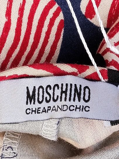 Moschino Floral Silk Dress in Blue with Red & White Accents