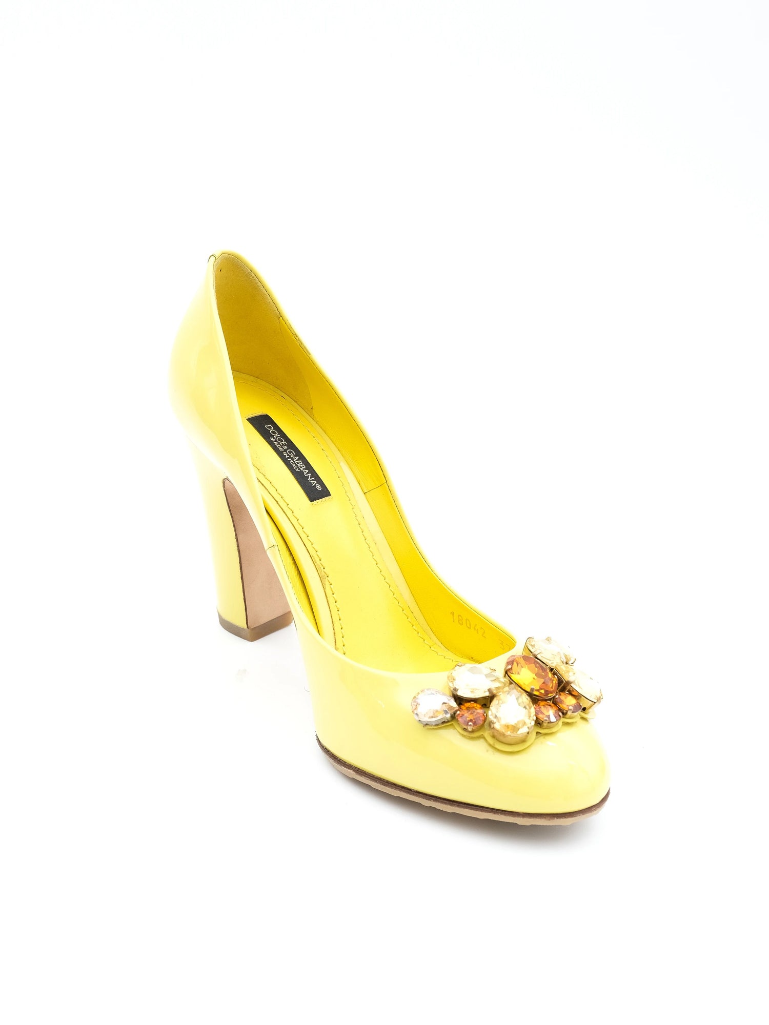 Excellent Dolce Gabbana Yellow Leather High-Heeled Shoes