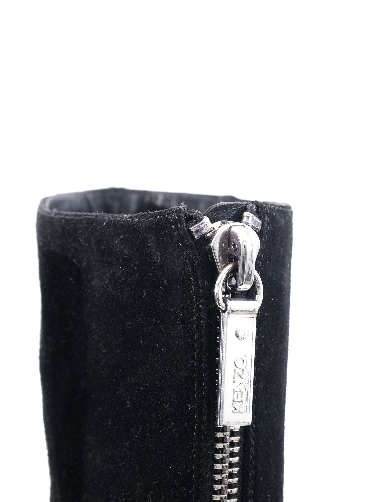 Perfect Kenzo Black Leather Knee-High Boots Size 36 with Block Heels