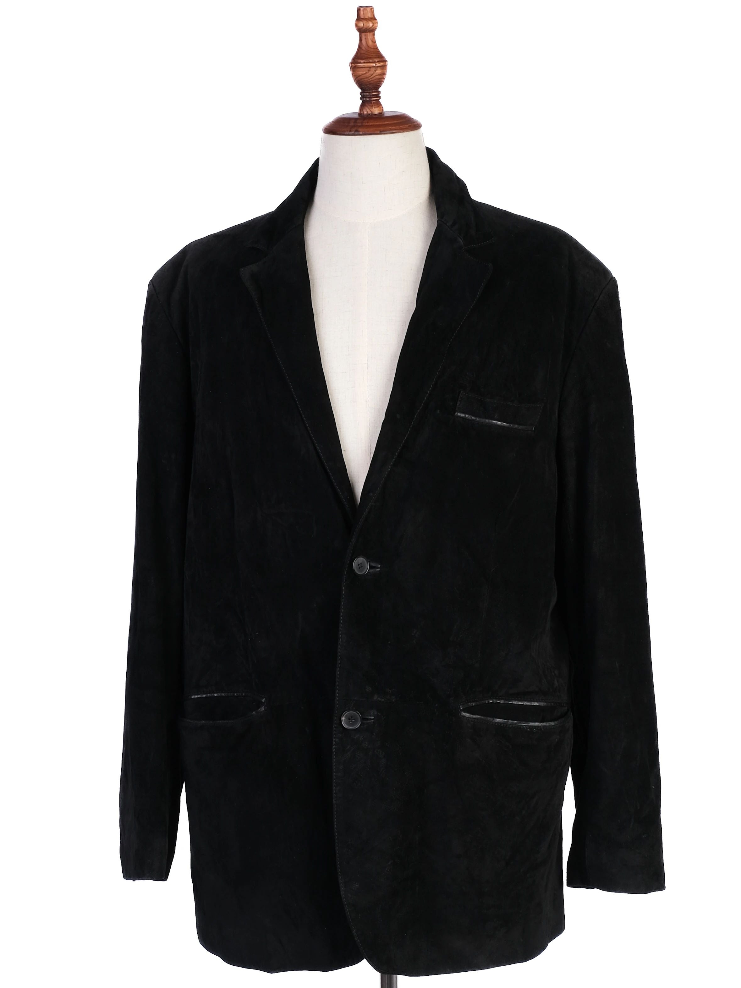 Excellent Stefano Ricci Black Leather Blazer Size XXL