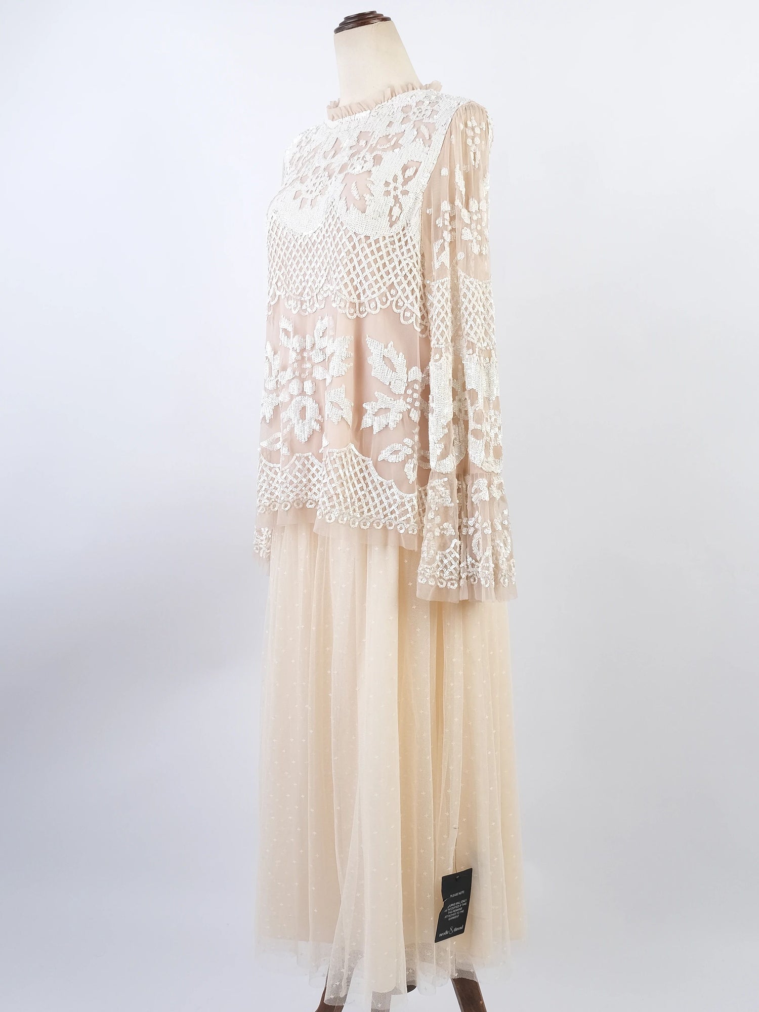 Excellent needle&thread White Floral Lace Dress Size M