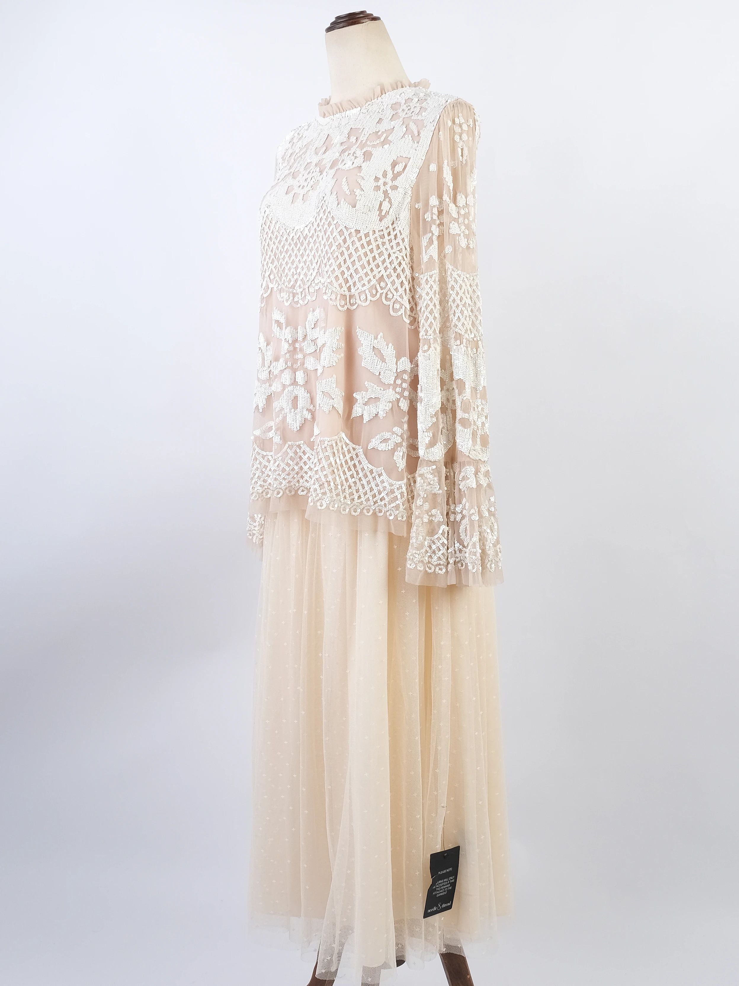 Excellent needle&thread White Floral Lace Dress Size M