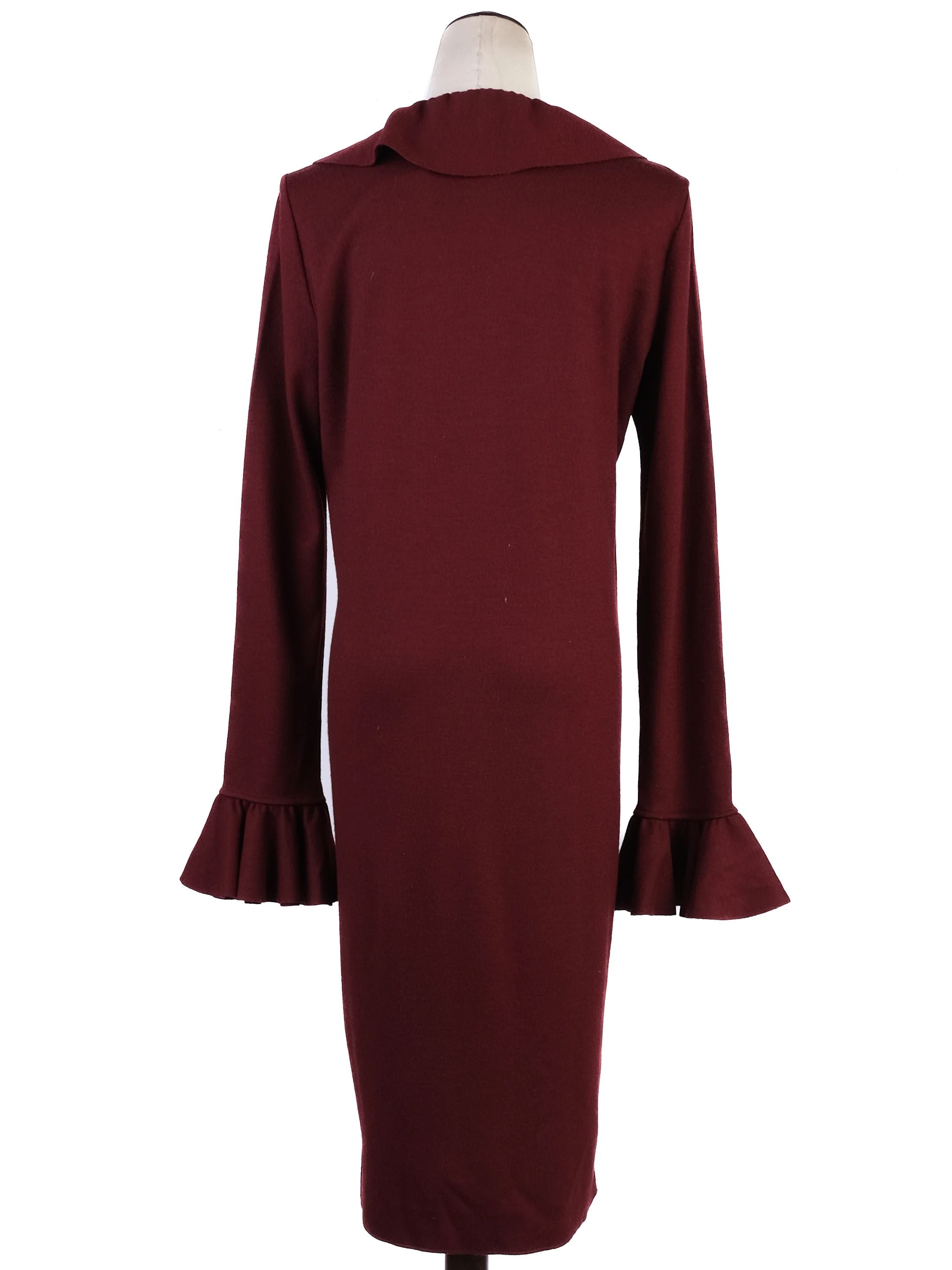 Excellent Gucci Red Wool Dress with Ruffles for Women