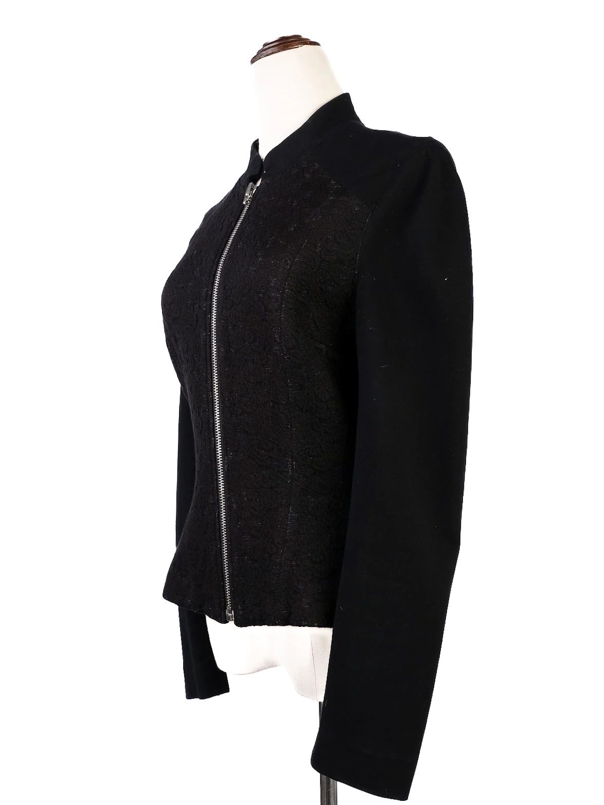 Excellent Escada Black Polyester Jacket Size S with Textured Design