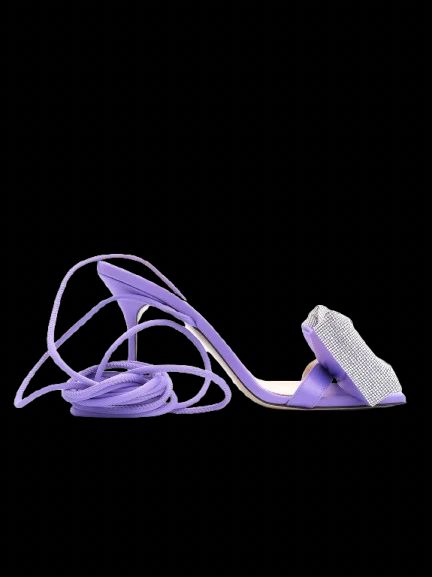 Excellent Purple High-Heeled Sandals with Bow, Size 39 Women