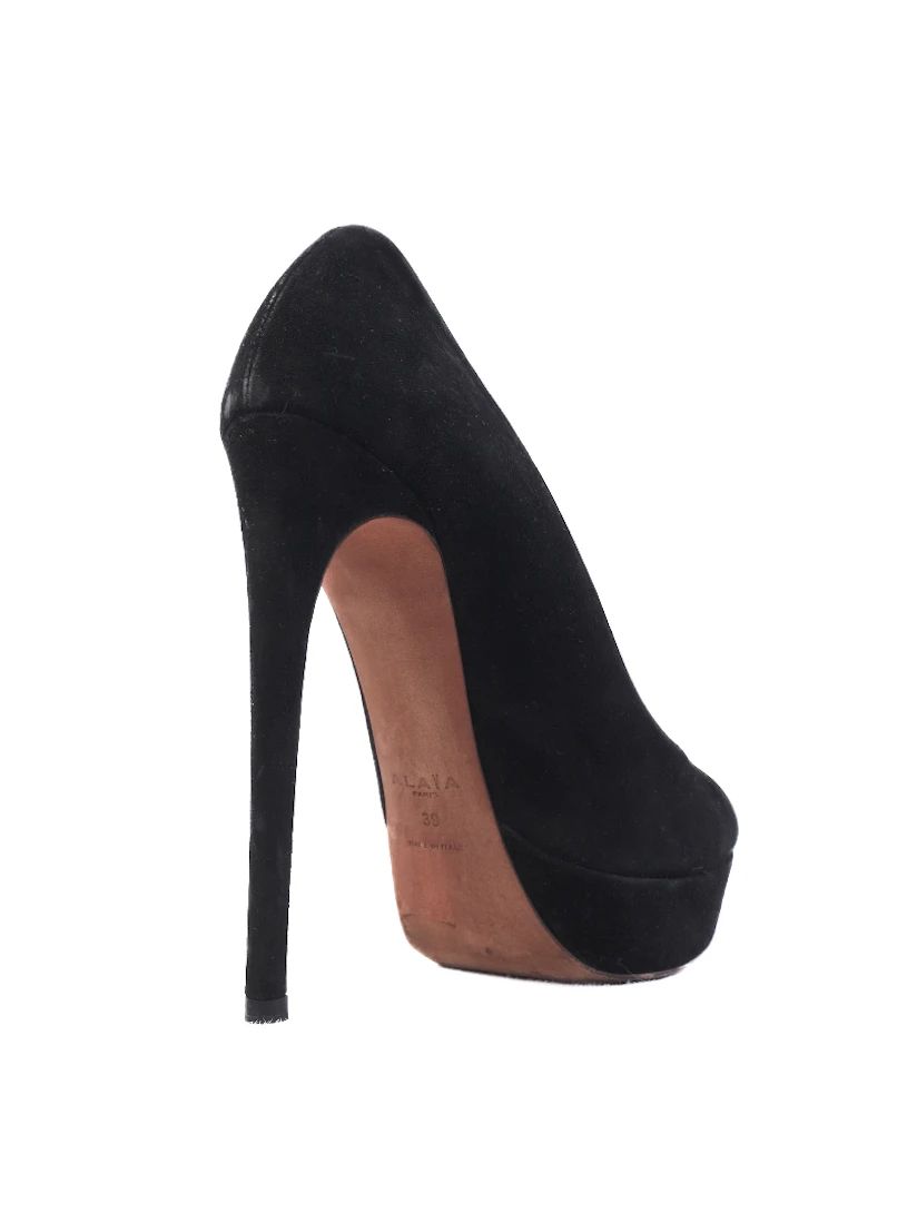 Excellent Alaia Black Leather High-Heeled Shoes Size 39