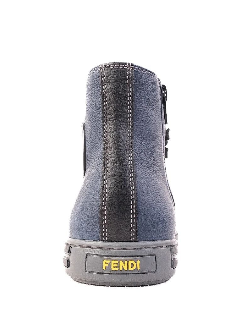 Excellent Fendi Blue Leather High-Top Sneakers Women Size N/A