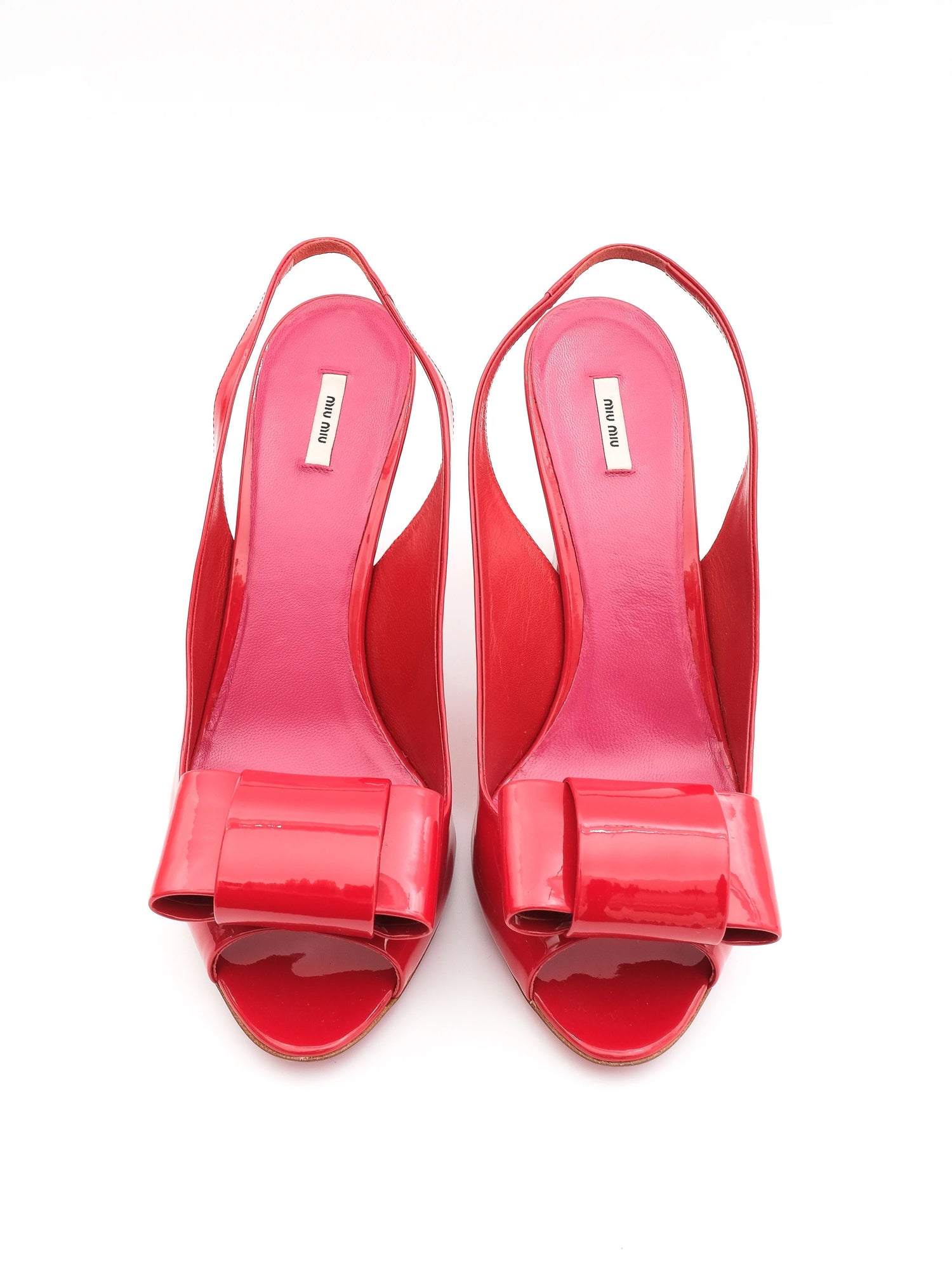 Excellent Miu Miu Red Patent Leather Slingback Heels Size 40