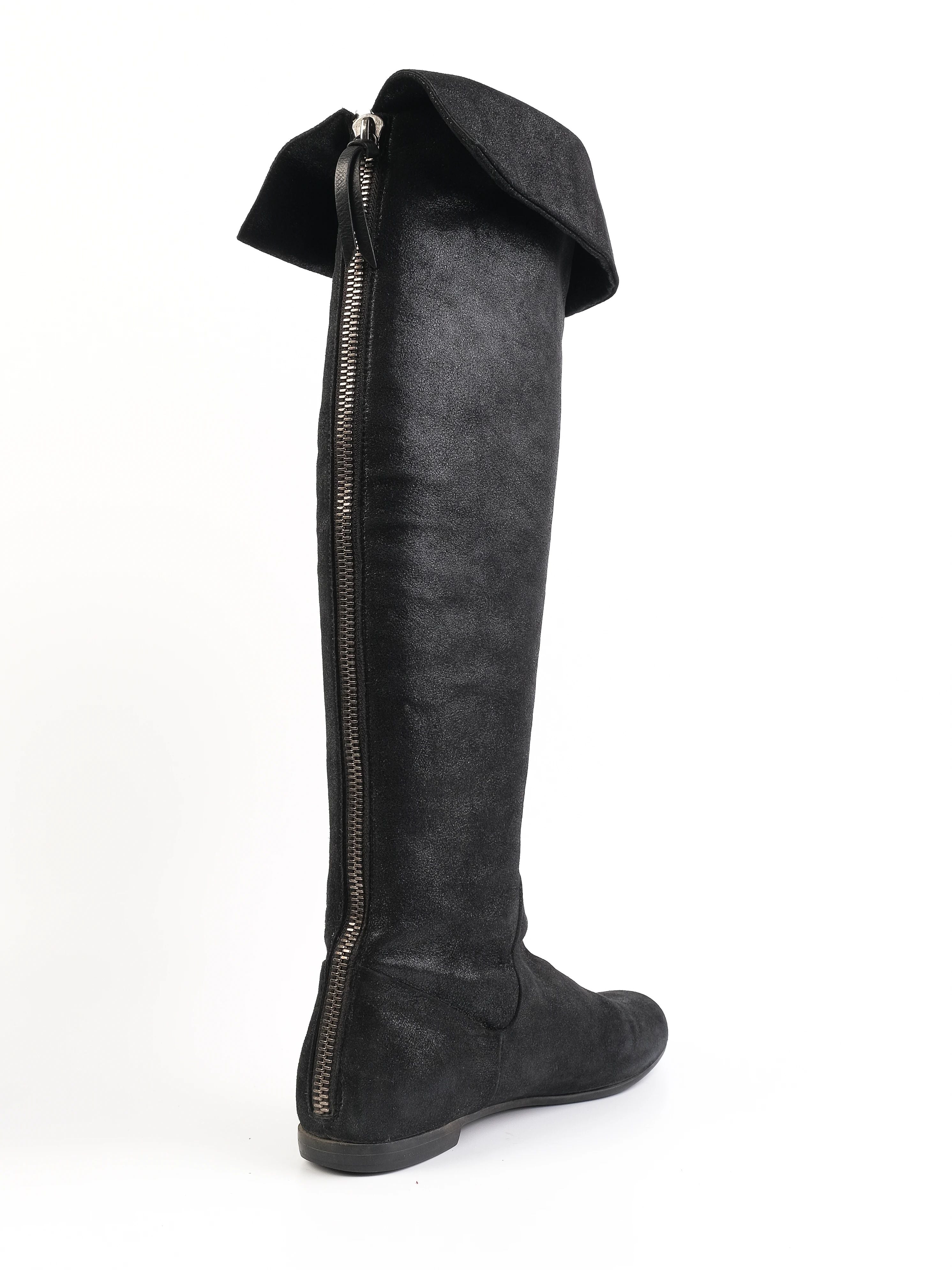 Giuseppe Zanotti Black Leather Over-the-Knee Boots Size 36.5