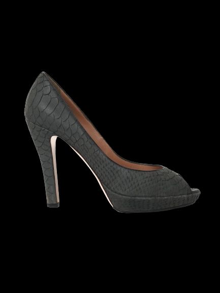 Excellent Emporio Armani Green Leather High-Heeled Shoes Size 40.5
