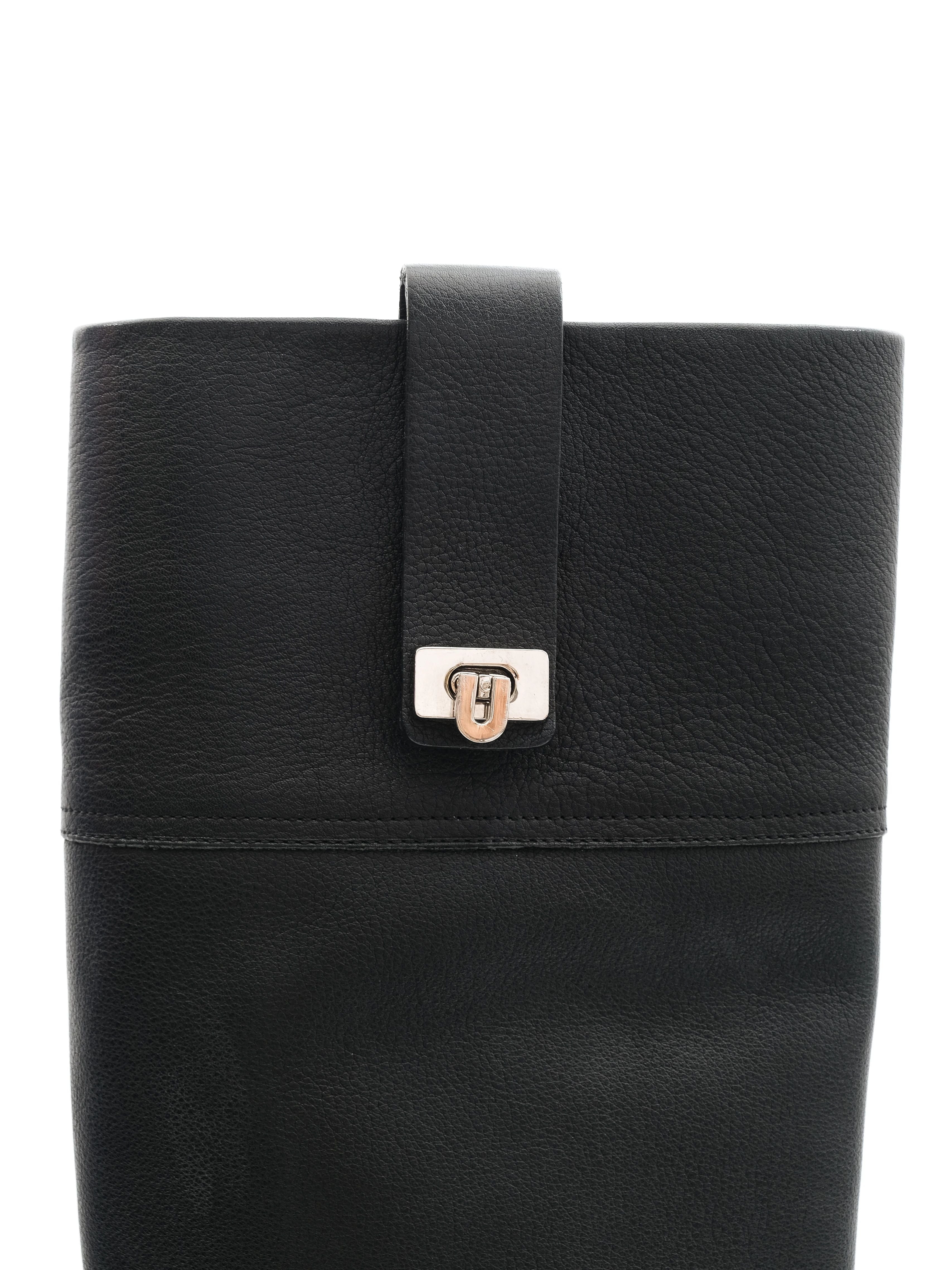 Perfect Barbara Bui Black Leather Knee-High Boots Size 37.5