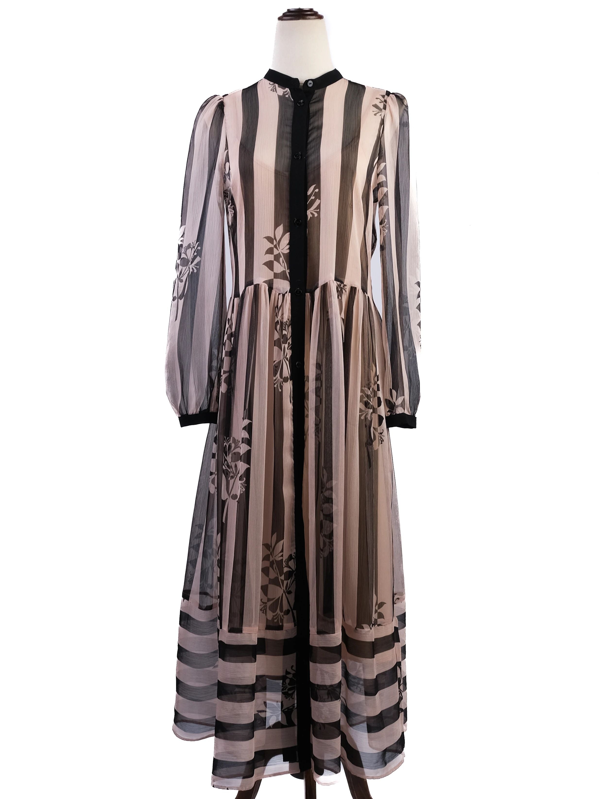 TWINSET Long Striped Dress Floral Patterns Size L Excellent Condition