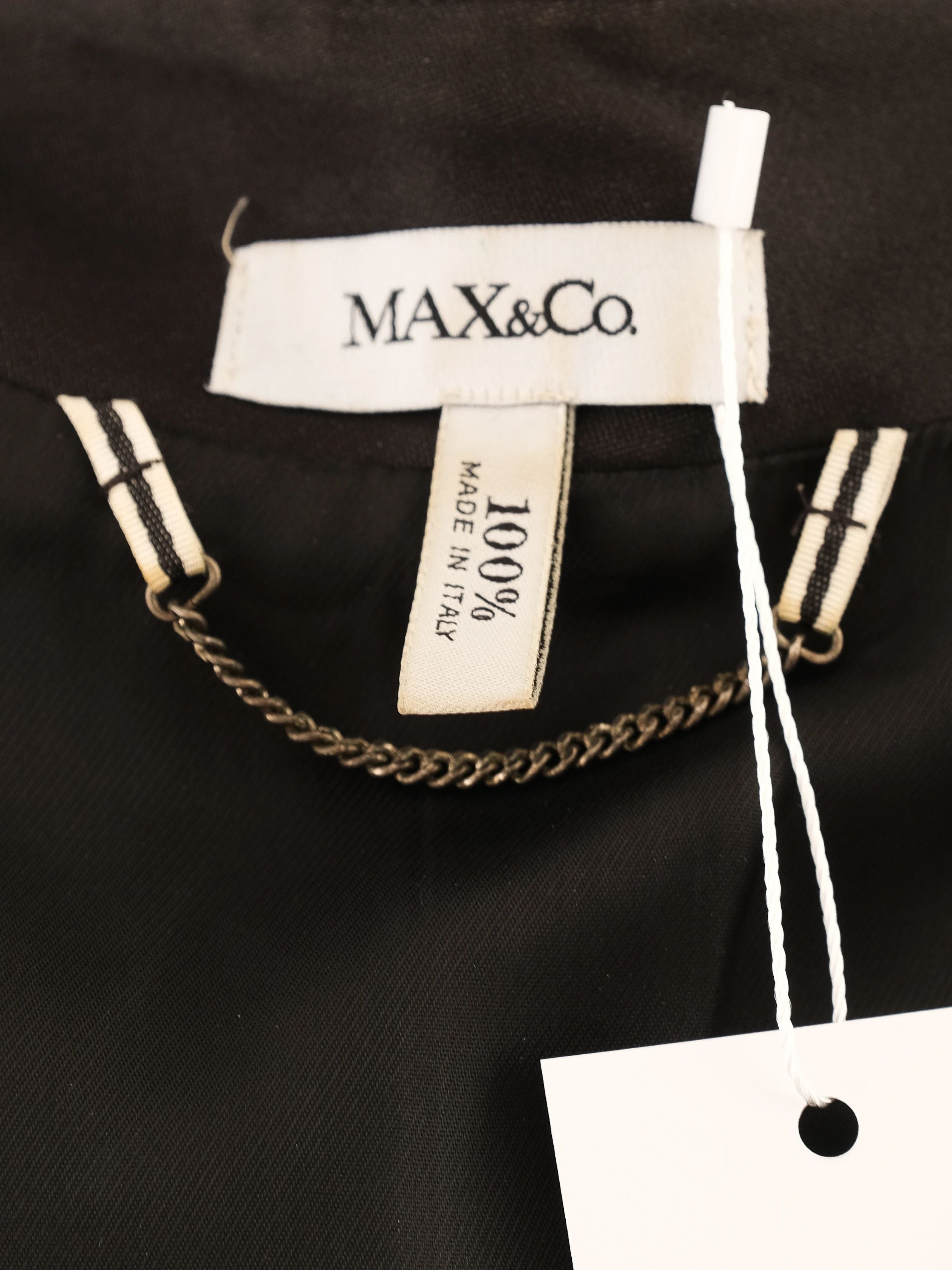 Excellent MaxCo Black Silk Peplum Jacket Size M Women&