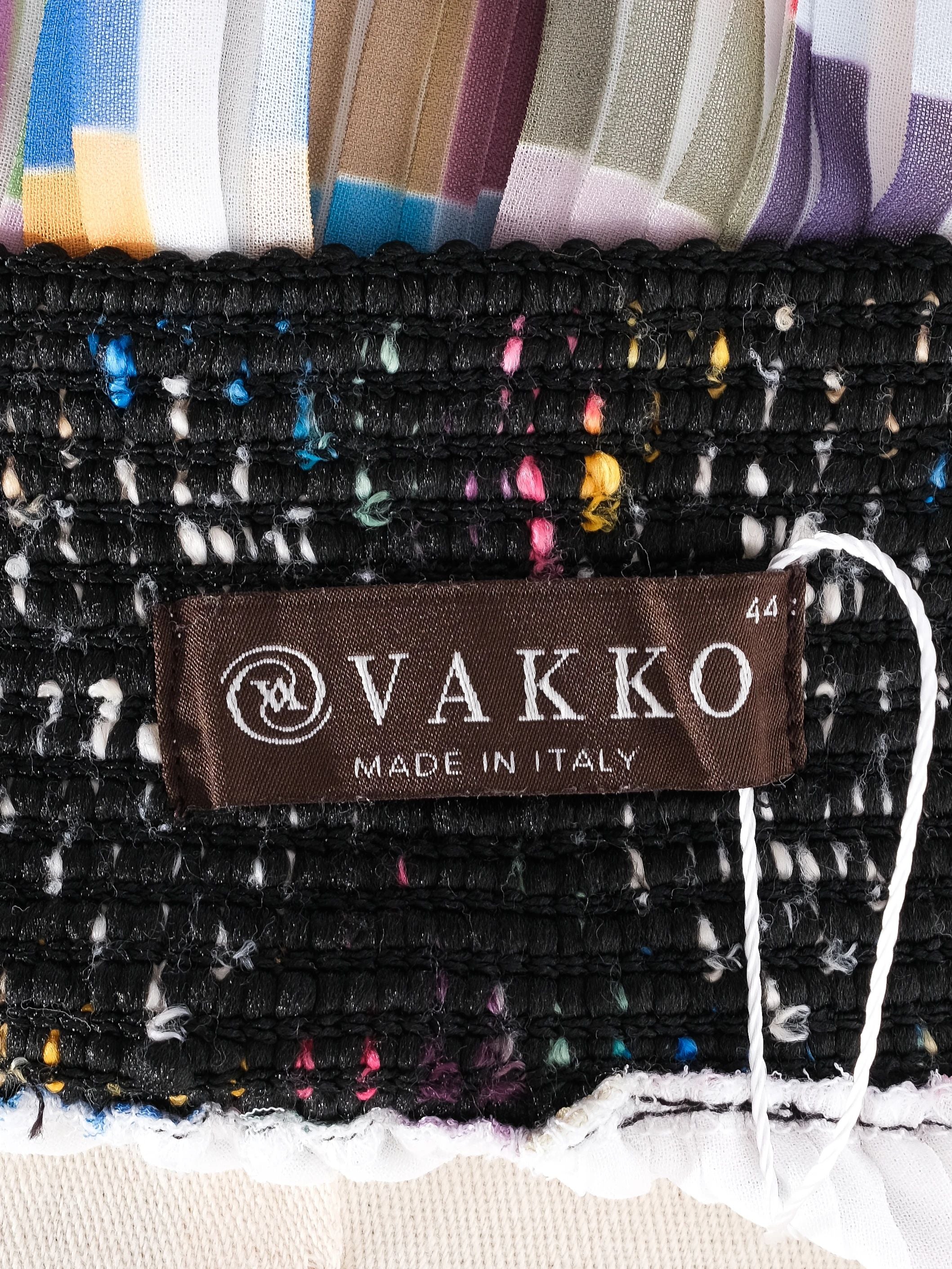 Excellent Vakko Pleated Skirt Multicolored Geometric Pattern Made in Italy