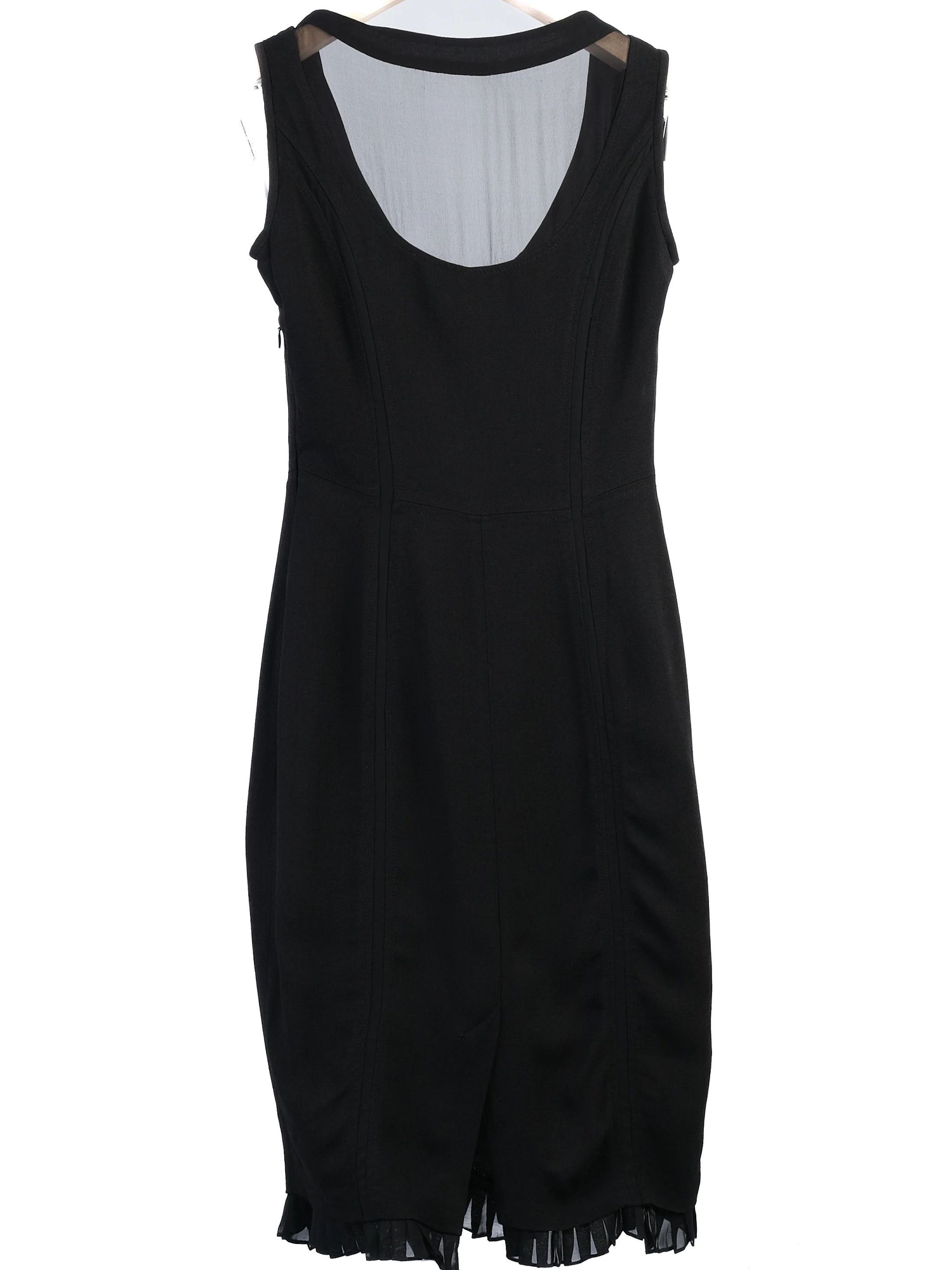 Excellent Karen Millen Black Sleeveless Dress Size S with Bow Detail