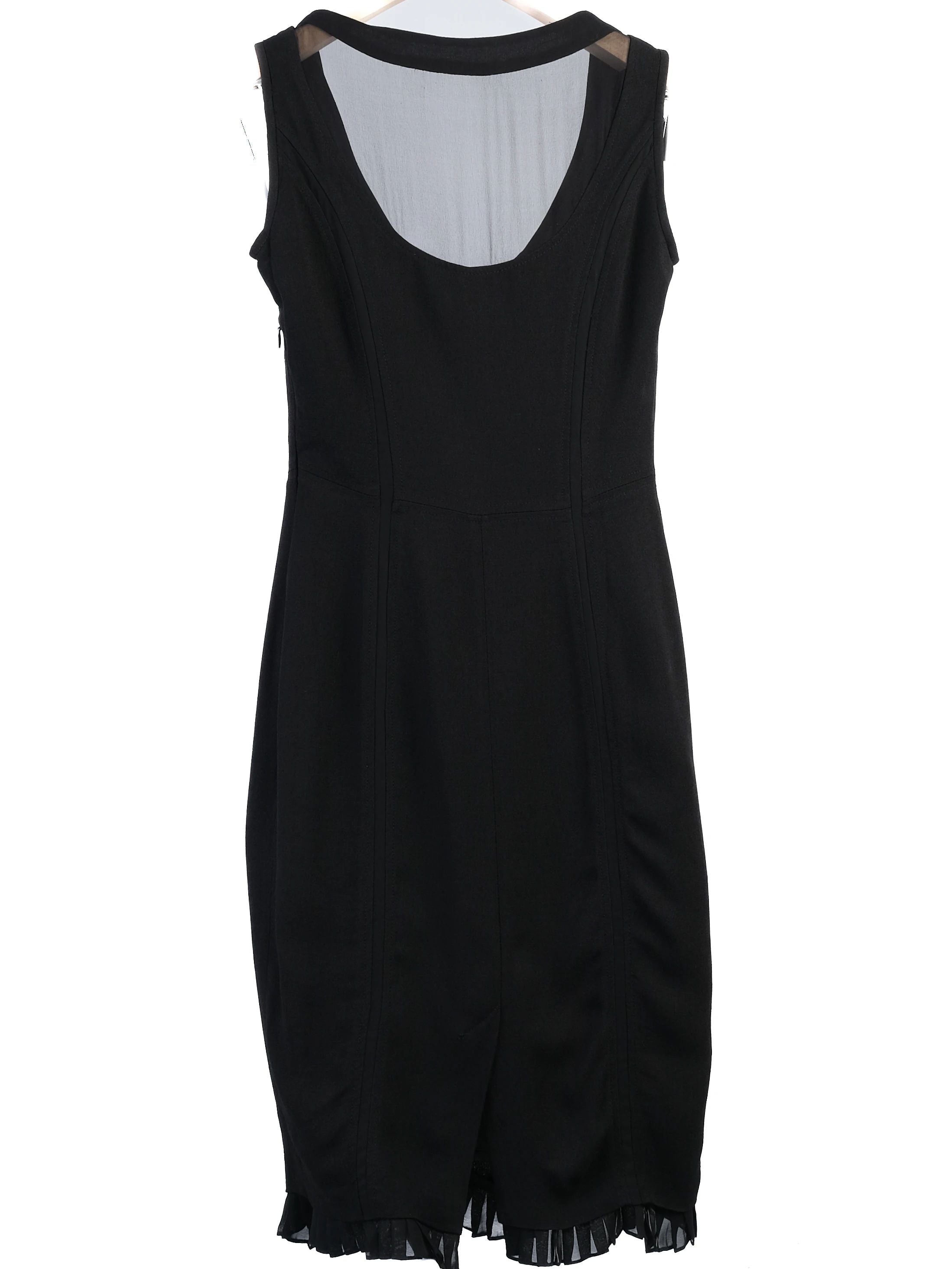 Excellent Karen Millen Black Sleeveless Dress Size S with Bow Detail