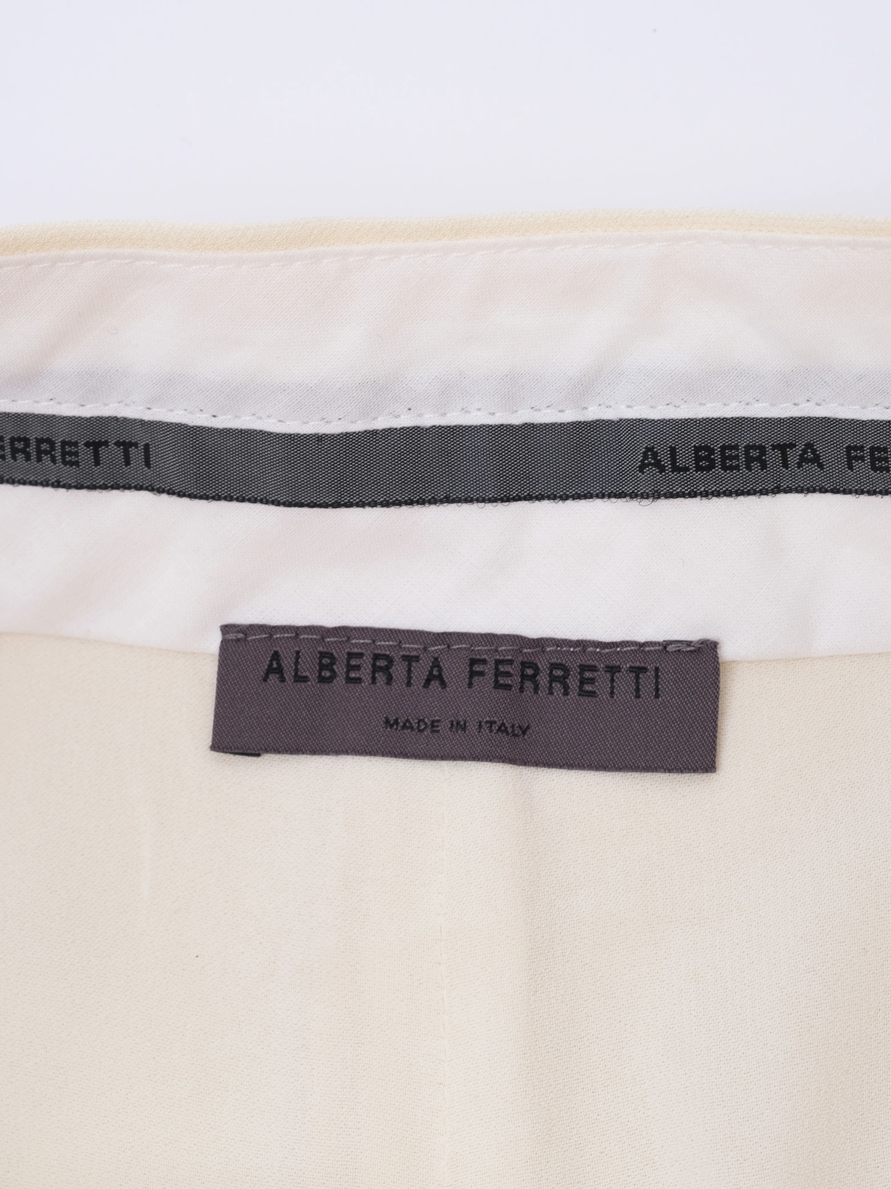 Excellent Alberta Ferretti White Wide-Leg Pants Size S Viscose